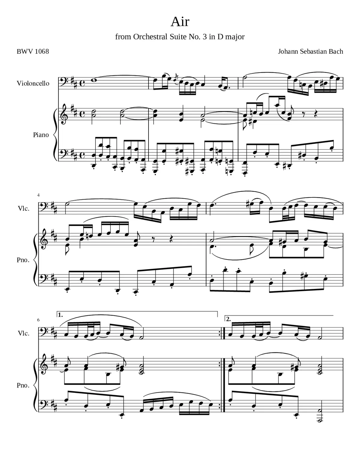 Orchestral Suite No.3 in D major BWV 1068 - Page 1