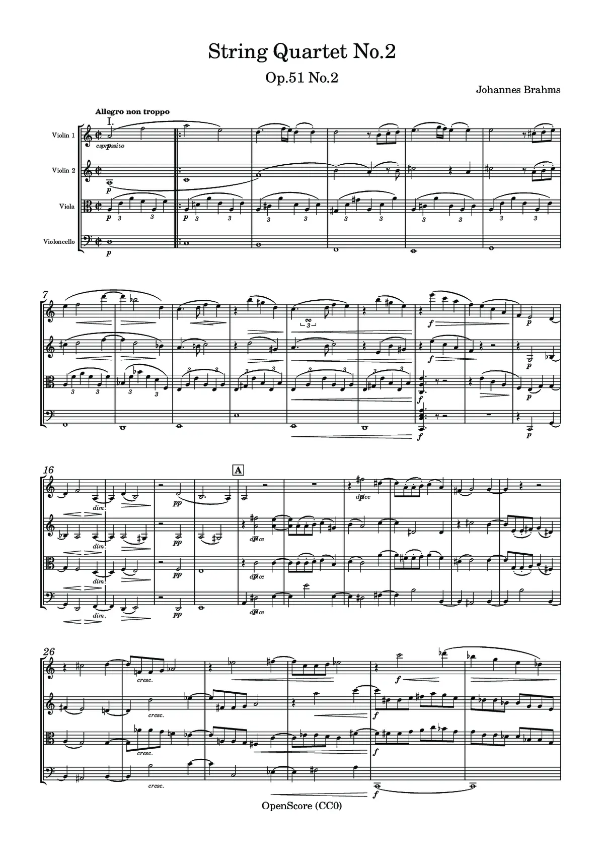 String Quartet No.2, Op.51 No.2 - Page 1