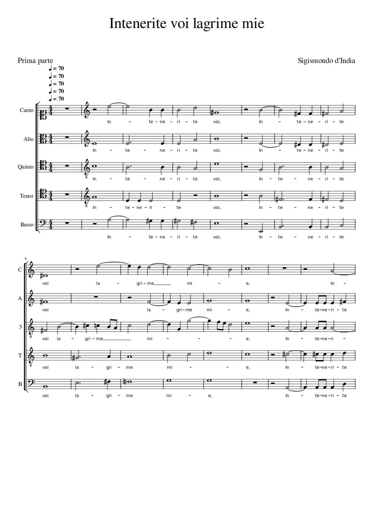 Intenerite voi lagrime mie - Page 1