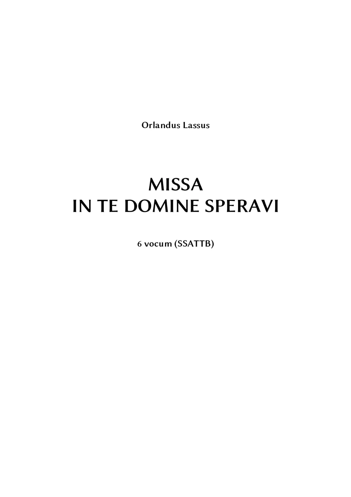 Missa In te Domine speravi - Page 1