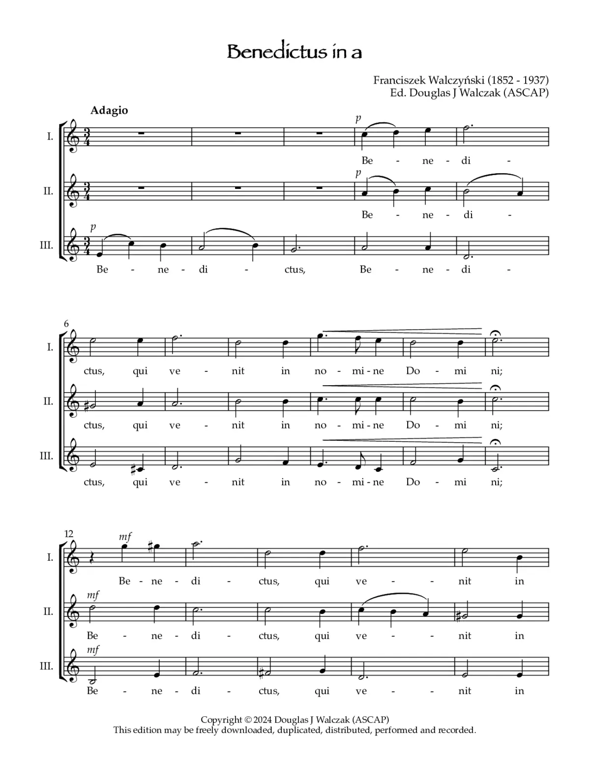 Benedictus in A a3 - Page 1