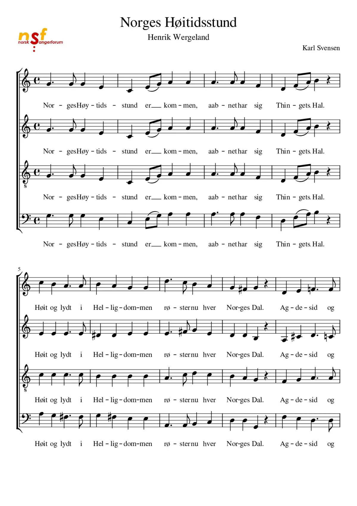 Norges Høitidsstund - Page 1