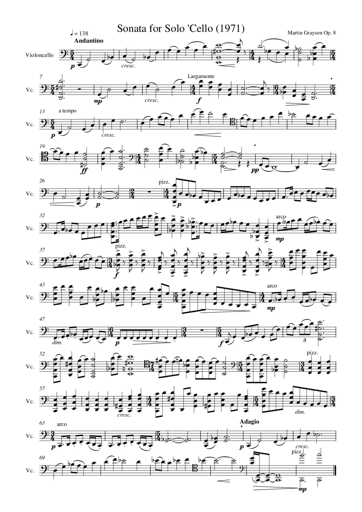 Two Pieces for Solo 'Cello - Page 1