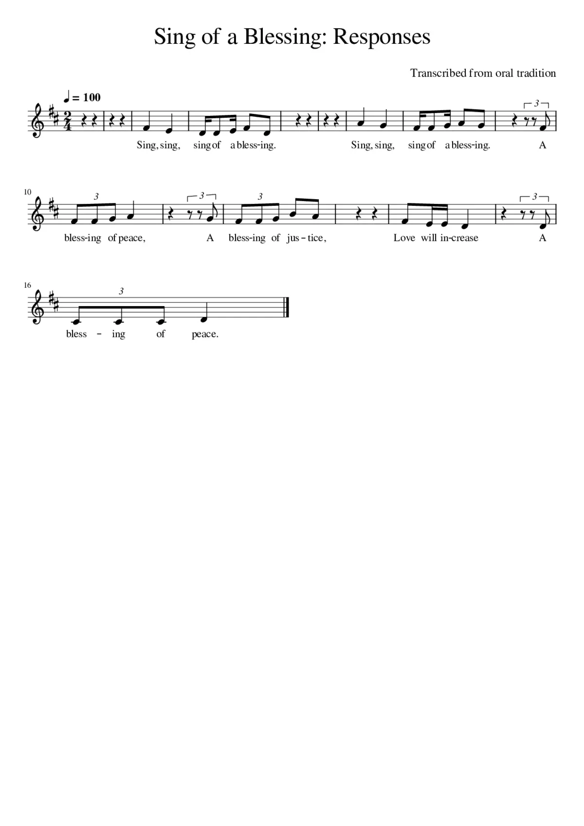 Sing of a Blessing: Responses - Page 1