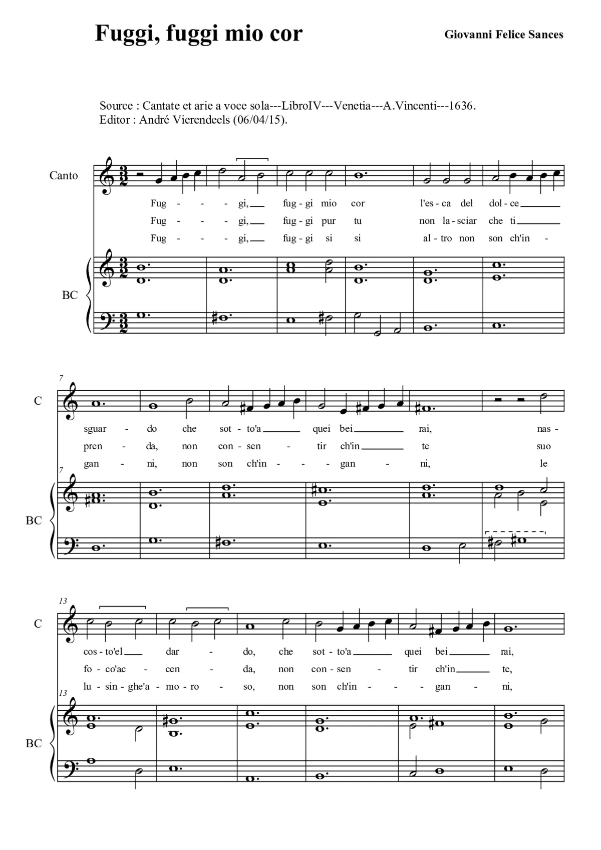 Fuggi, fuggi mio cor - Page 1
