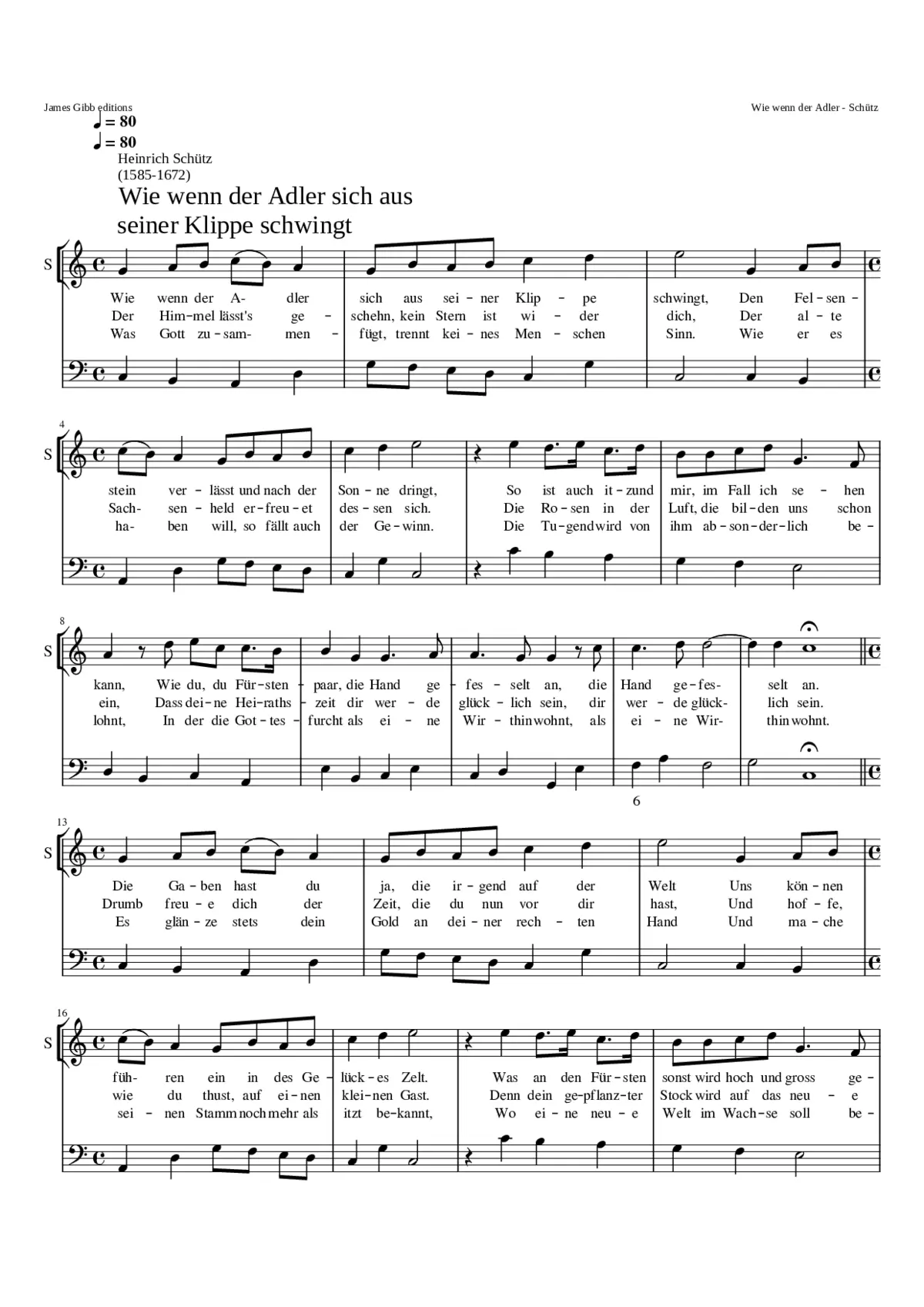 Wie wenn der Adler sich aus seiner Klippe schwingt SWV 434 - Page 1