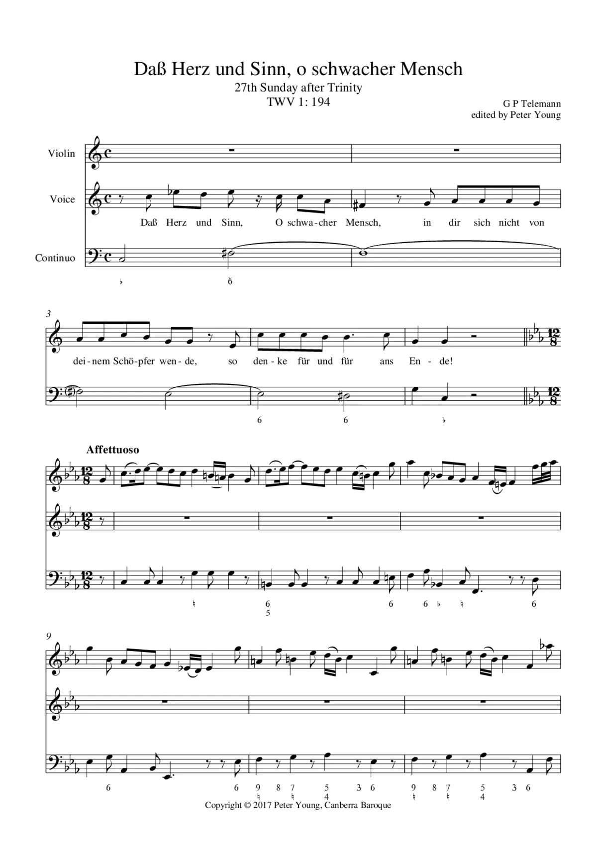 Daß Herz und Sinn, o schwacher Mensch - Page 1