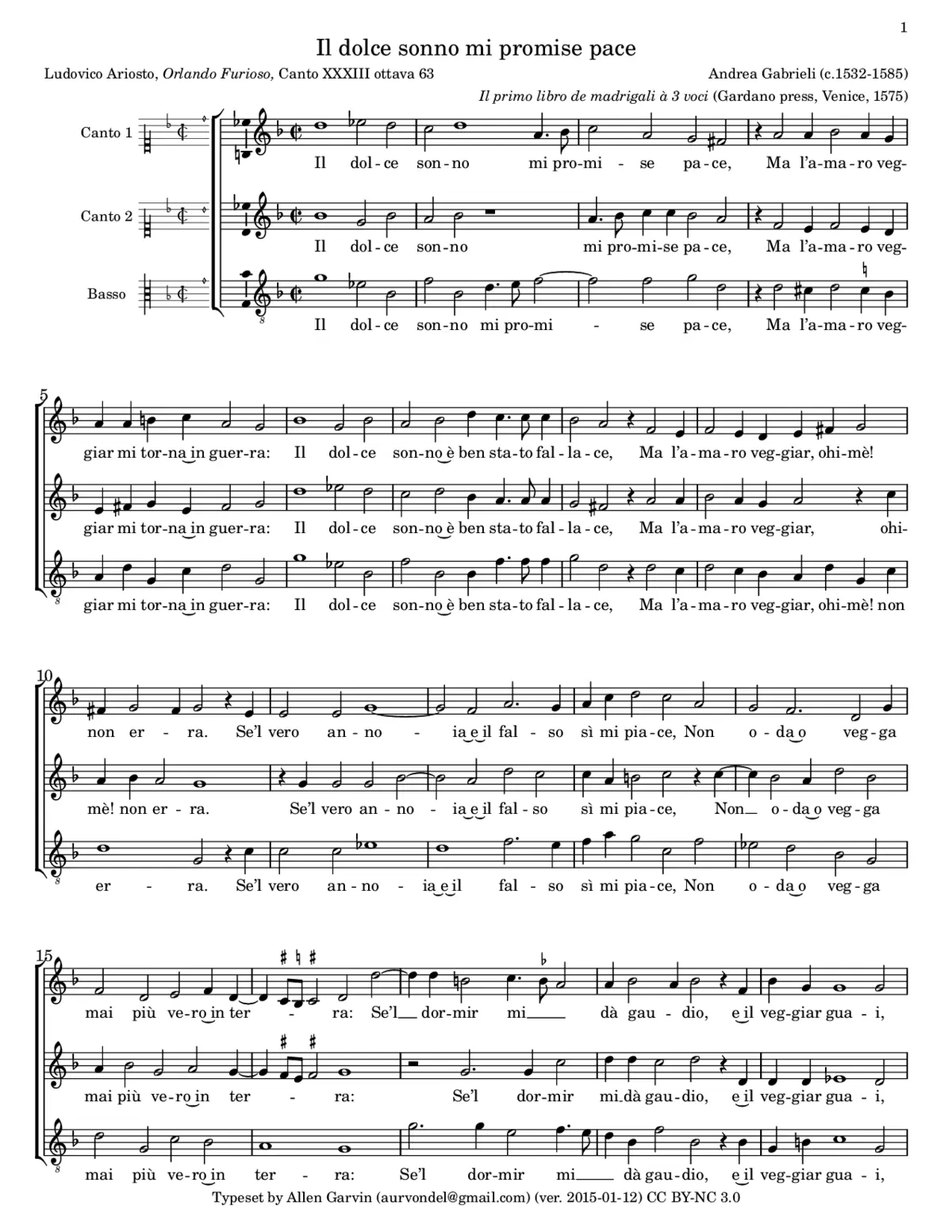 Il dolce sonno mi promise pace - Page 1