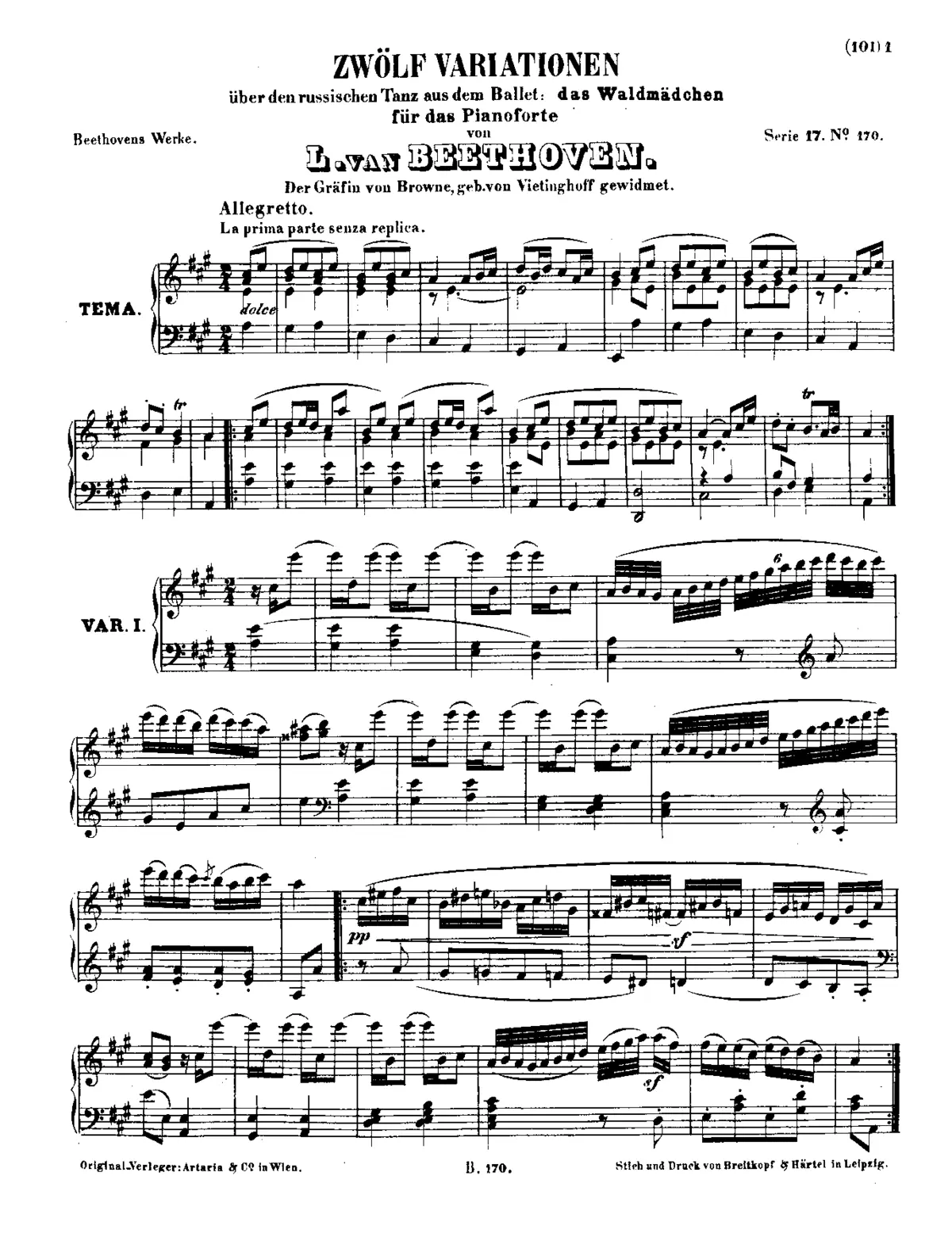 12 Variations on the Russian Dance from the Ballet 'Das Waldmädchen' - Page 1