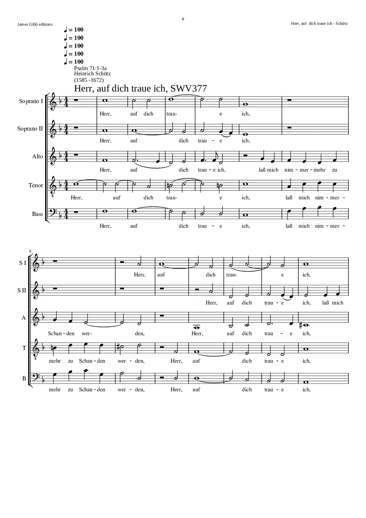 Herr auf dich traue ich SWV 377 - Page 1