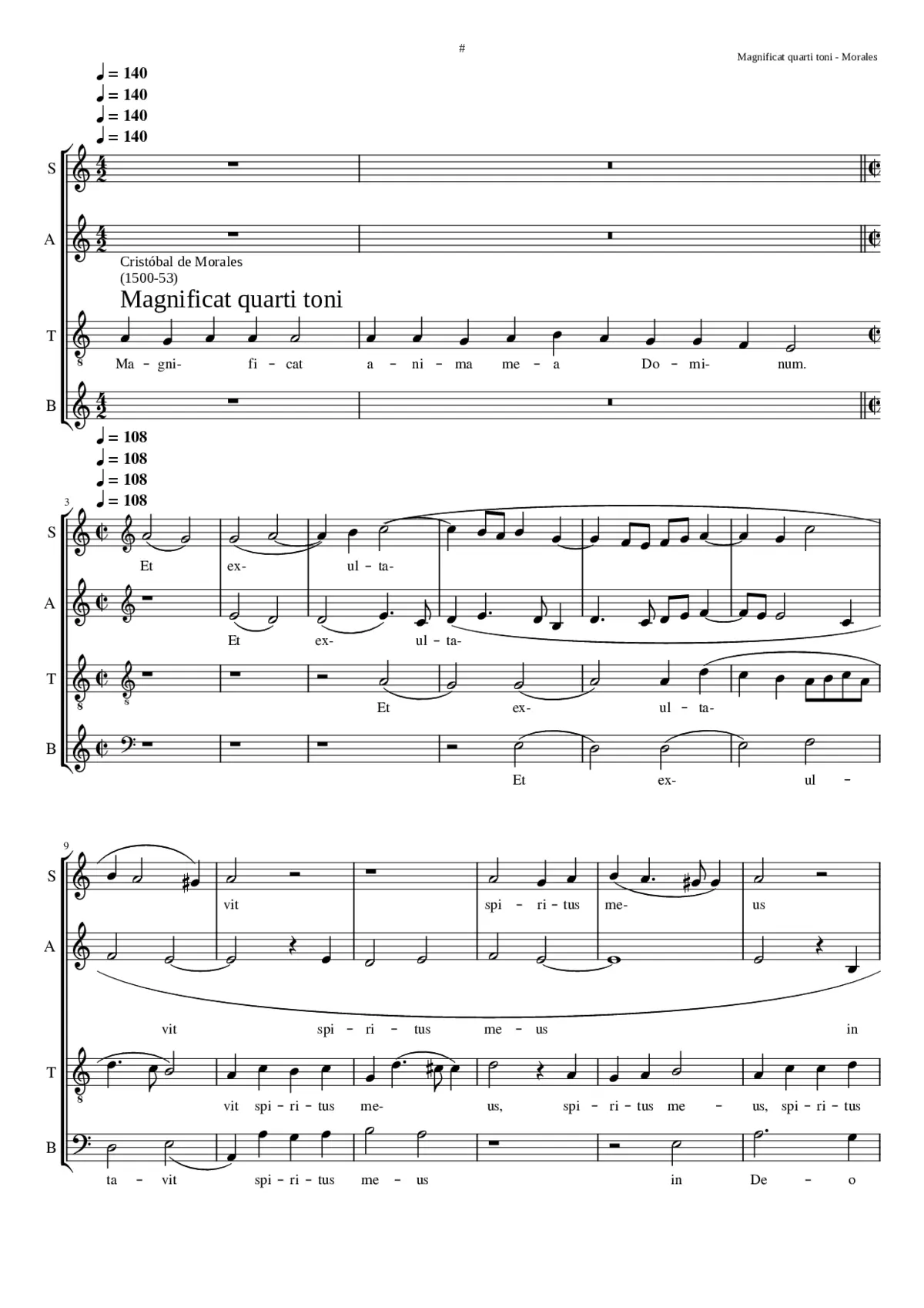 Magnificat Quarti Toni 'Et exultavit' - Page 1