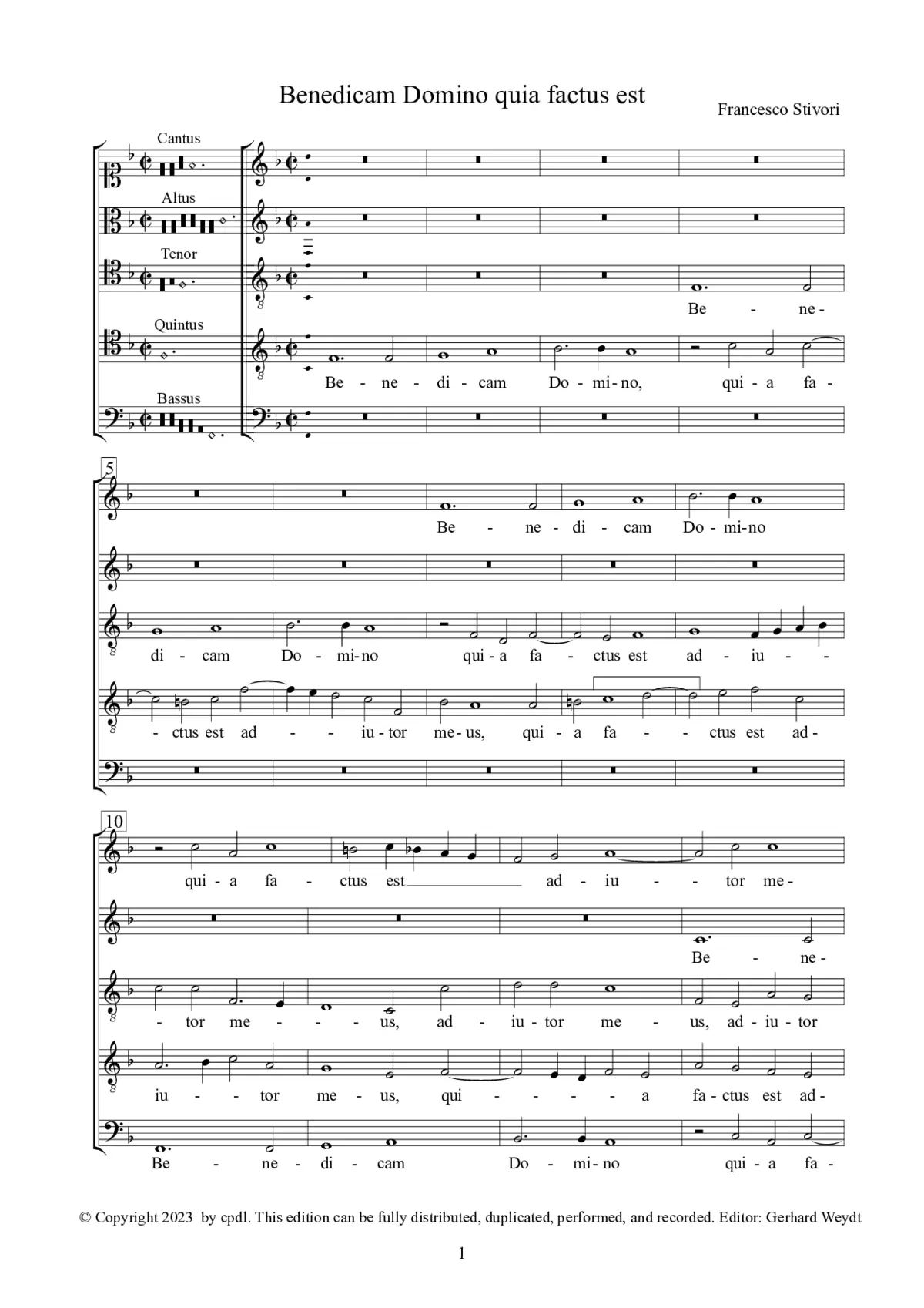Benedicam domino quia factus est - Page 1