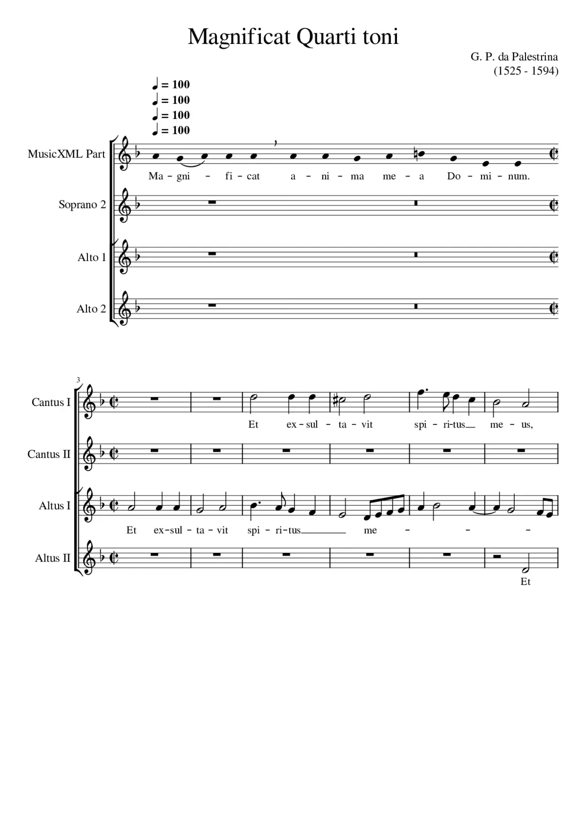 Magnificat Quarti Toni a 4 - Page 1