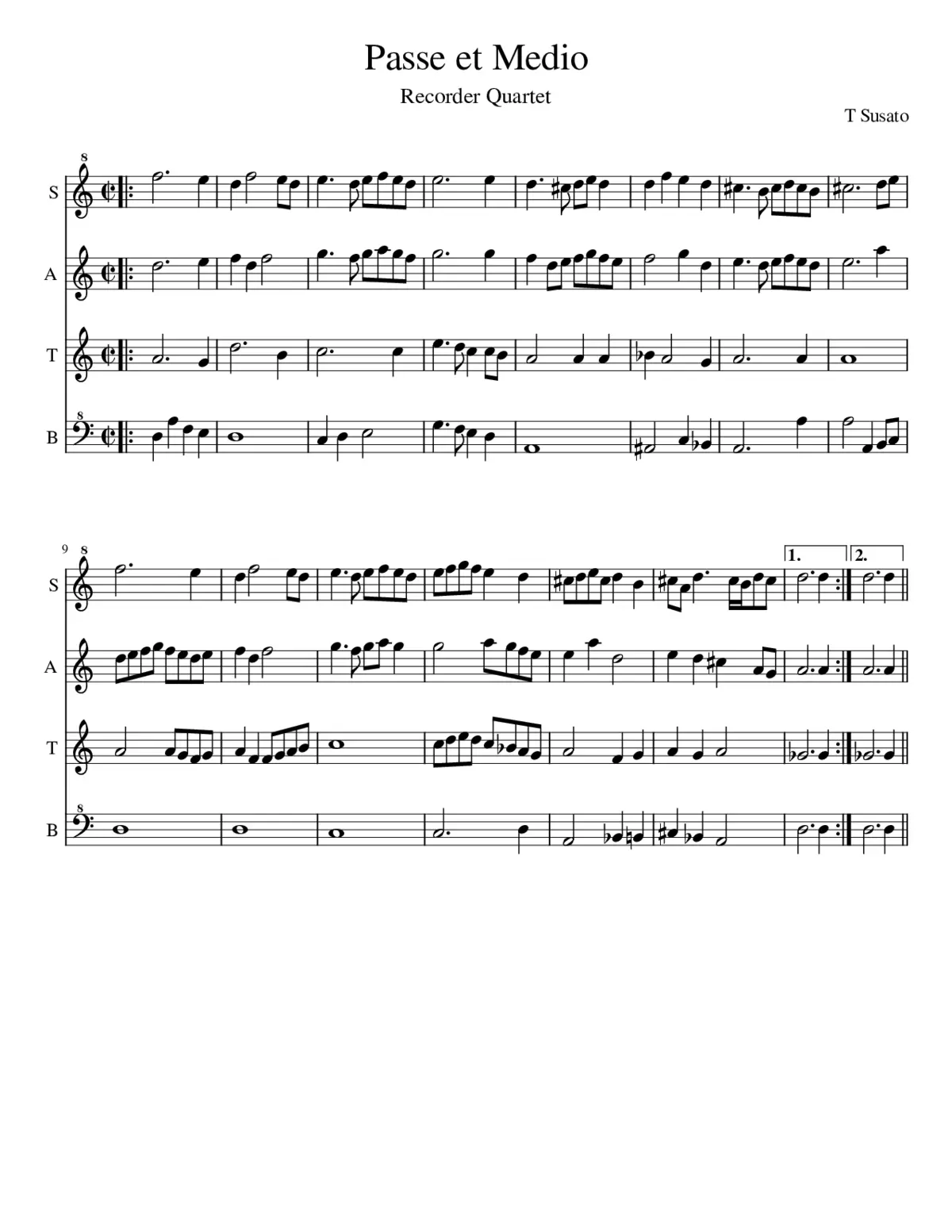 Passe et Medio - Recorder Quartet - Page 1
