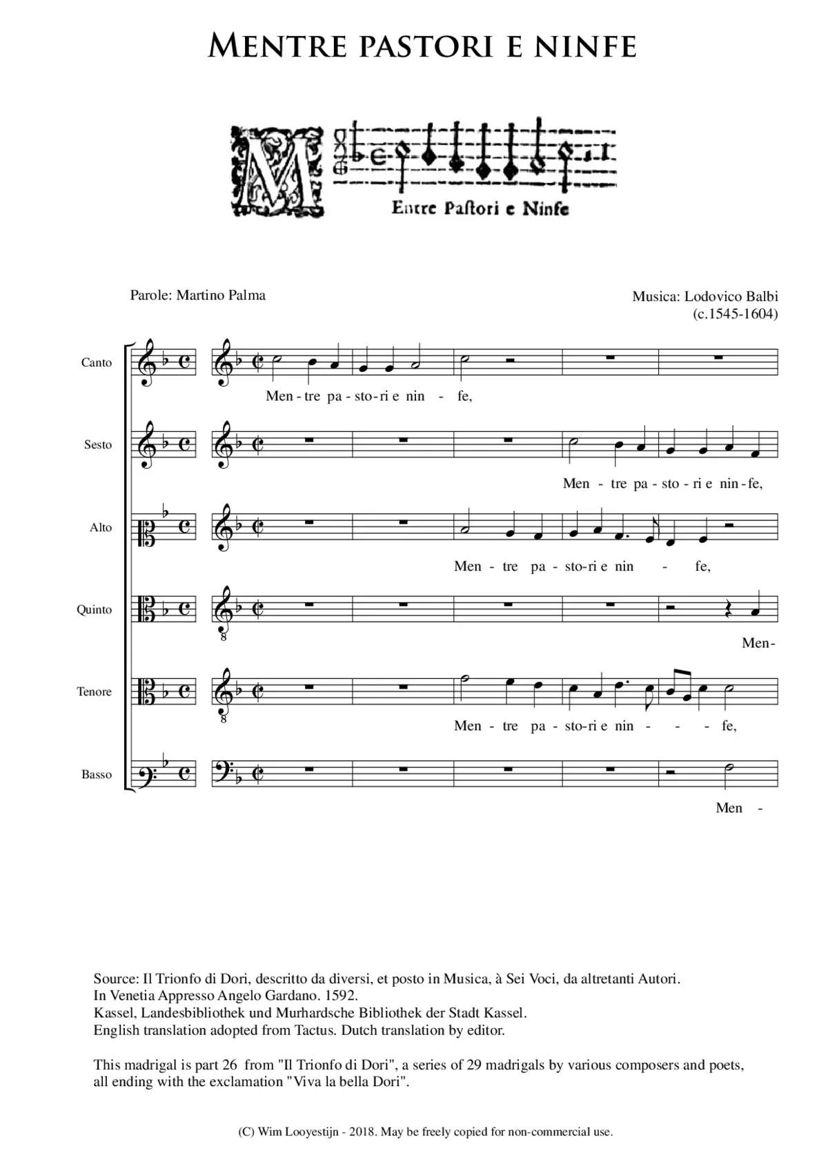 Mentre pastori e ninfe - Page 1
