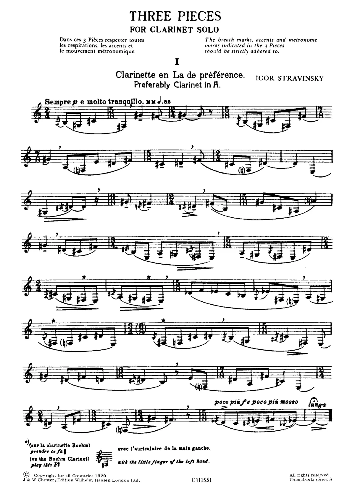 3 Pieces for Clarinet Solo - Page 1
