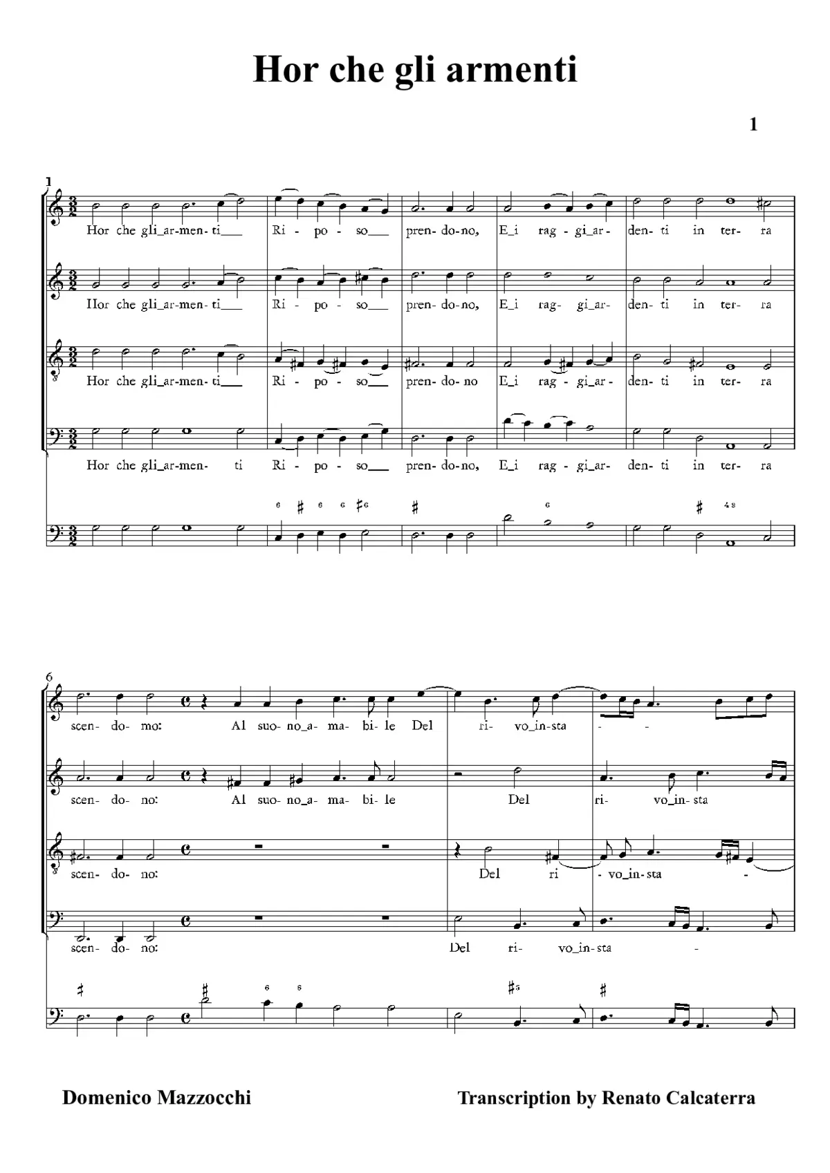Hor che gli armenti - Page 1