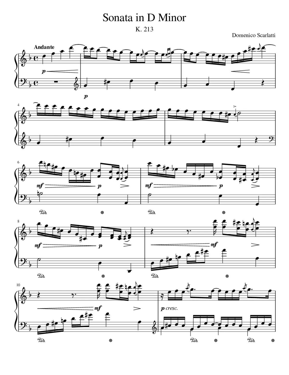 Keyboard Sonata in D minor K.213 - Page 1