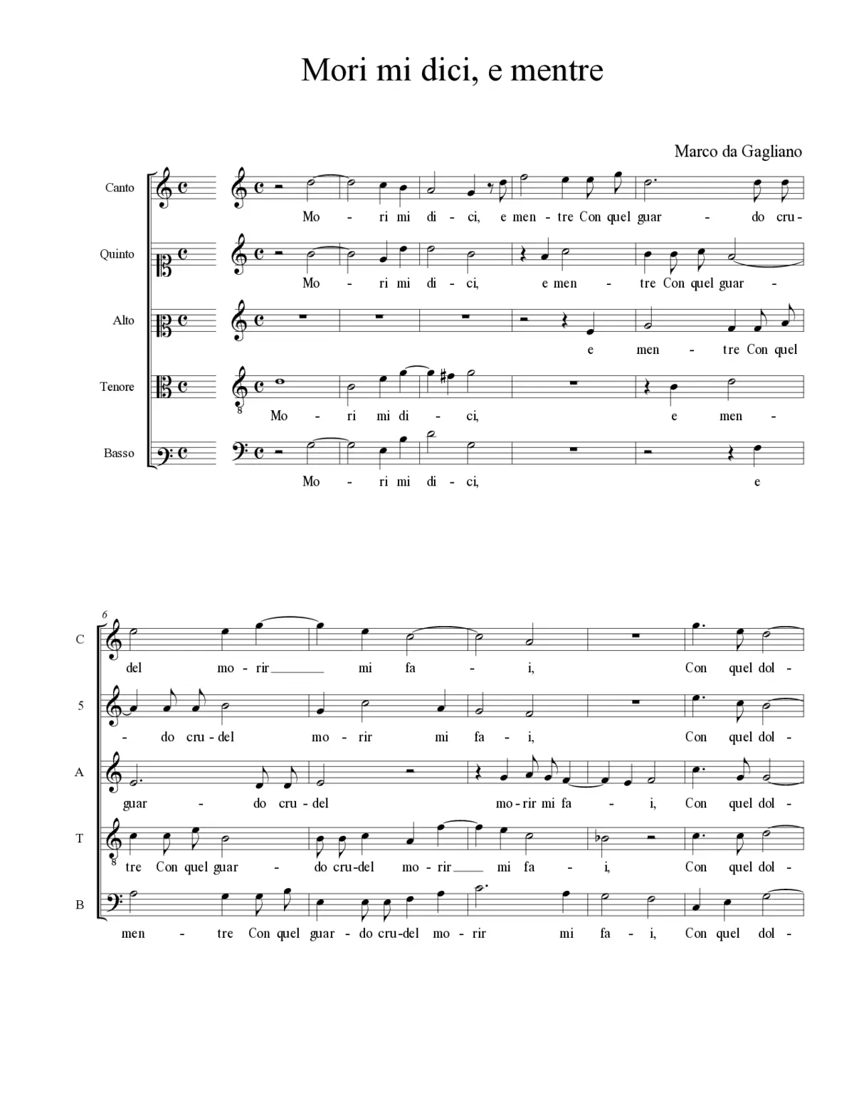 Mori mi dici, e mentre - Page 1