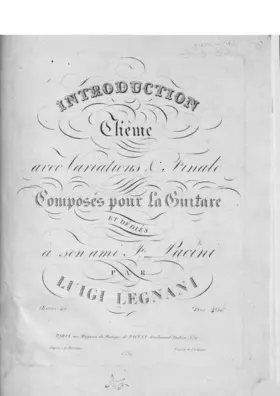 Introduction,Thême avec Variations & Finale composés pour la Guitare et dédiés à son ami F,Pacini