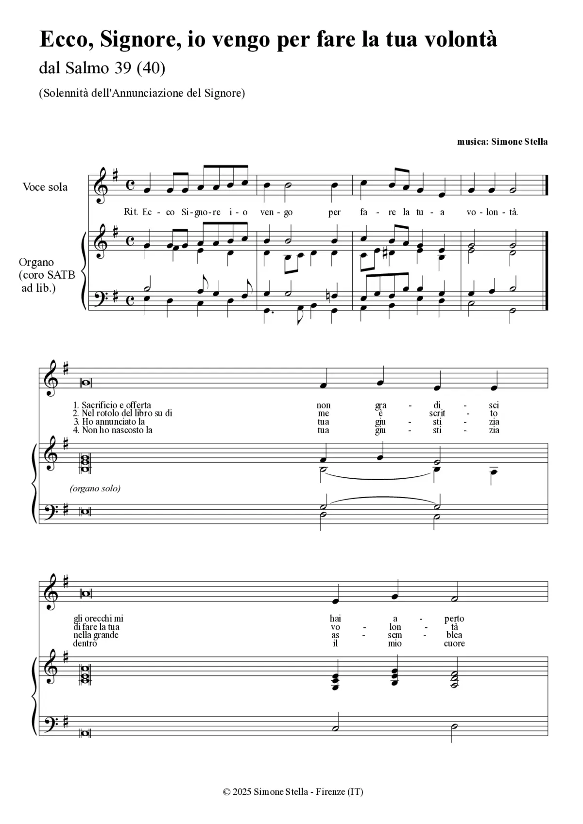 Ecco, Signore, io vengo per fare la tua volontà (Psalm 39-40) - Page 1