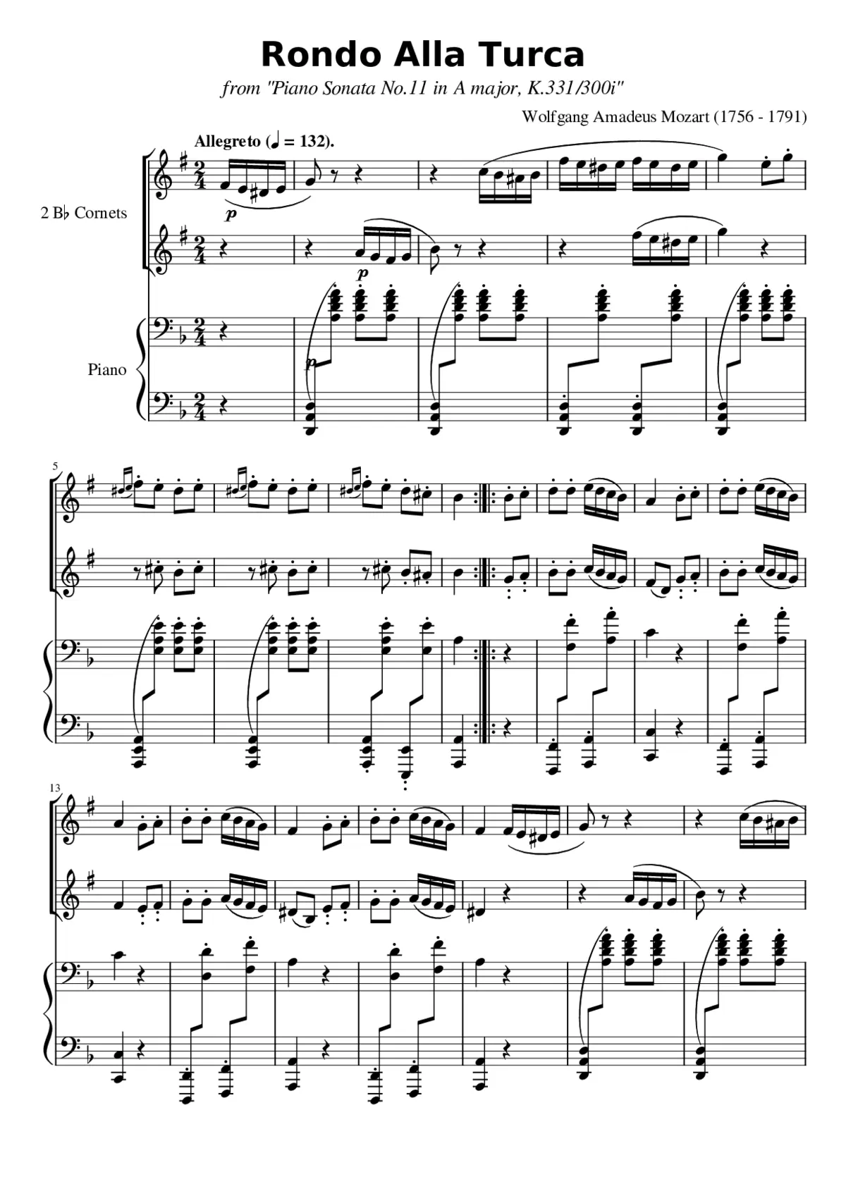Piano Sonata No. 11 K. 331 (Turkish March) - Page 1