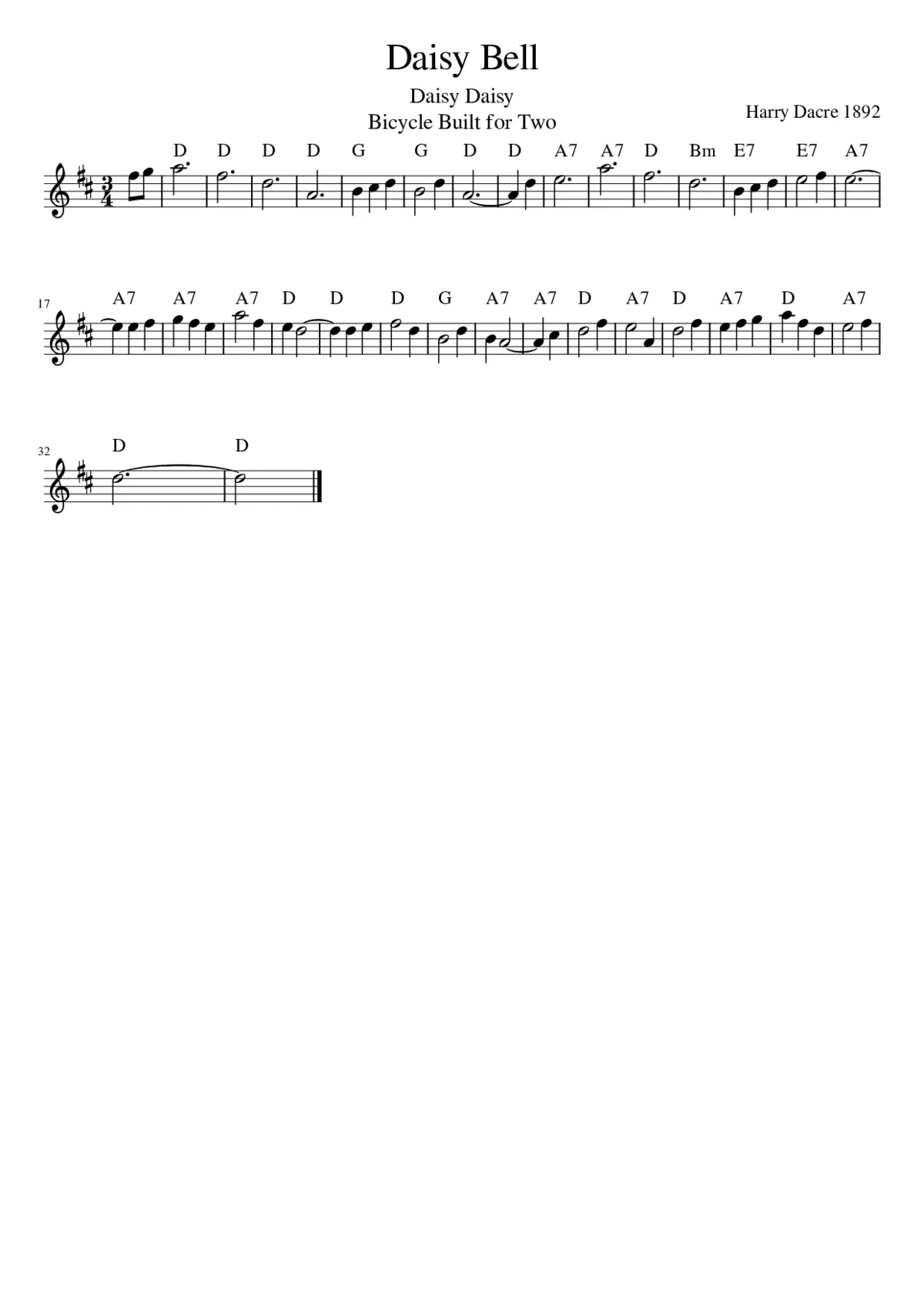 Daisy Bell - Page 1