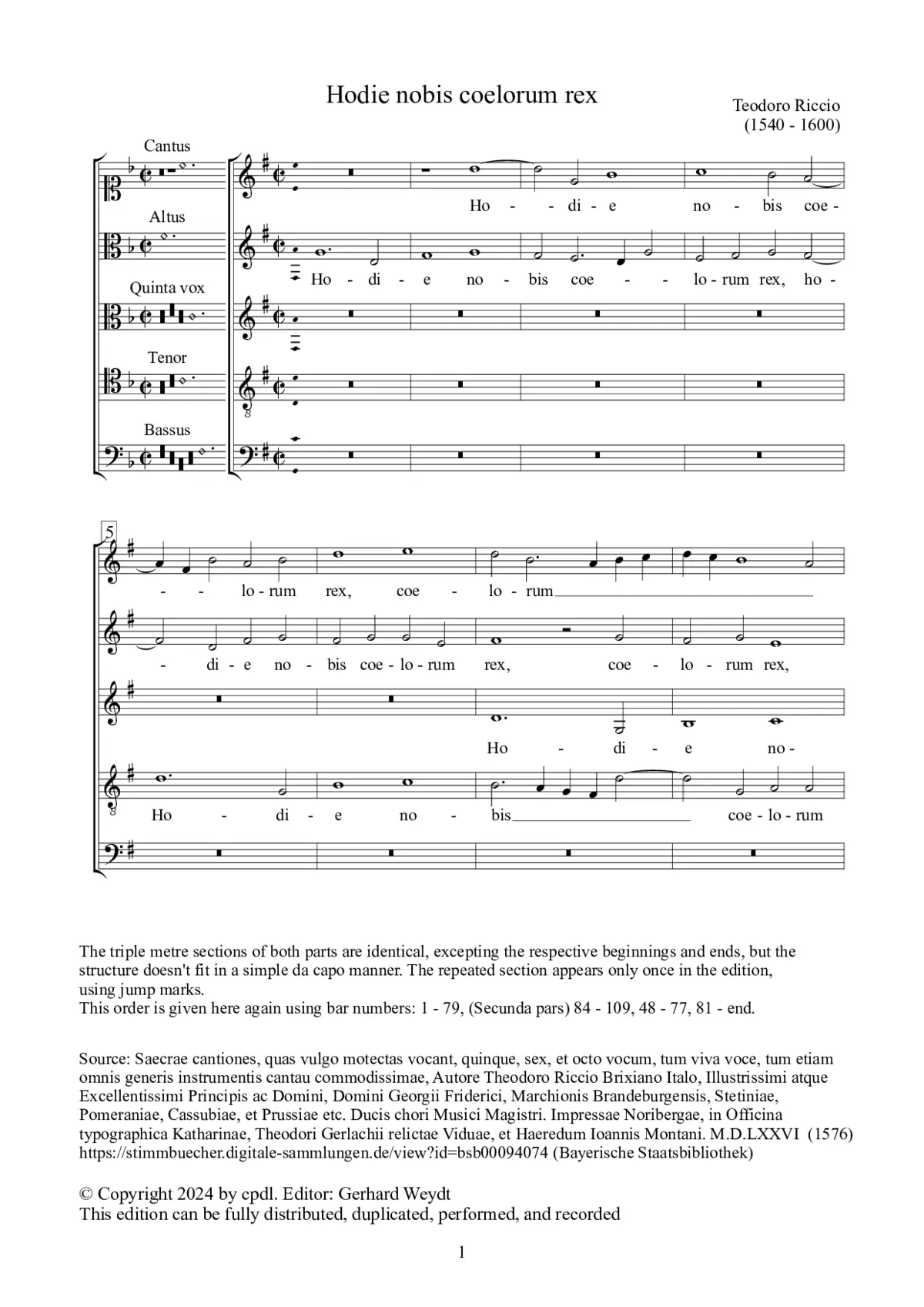 Hodie nobis coelorum rex - Page 1