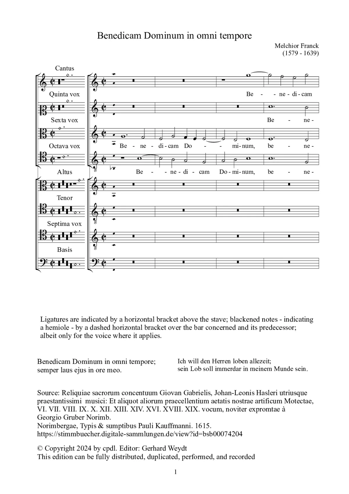 Benedicam Dominum a 8 (1615) - Page 1