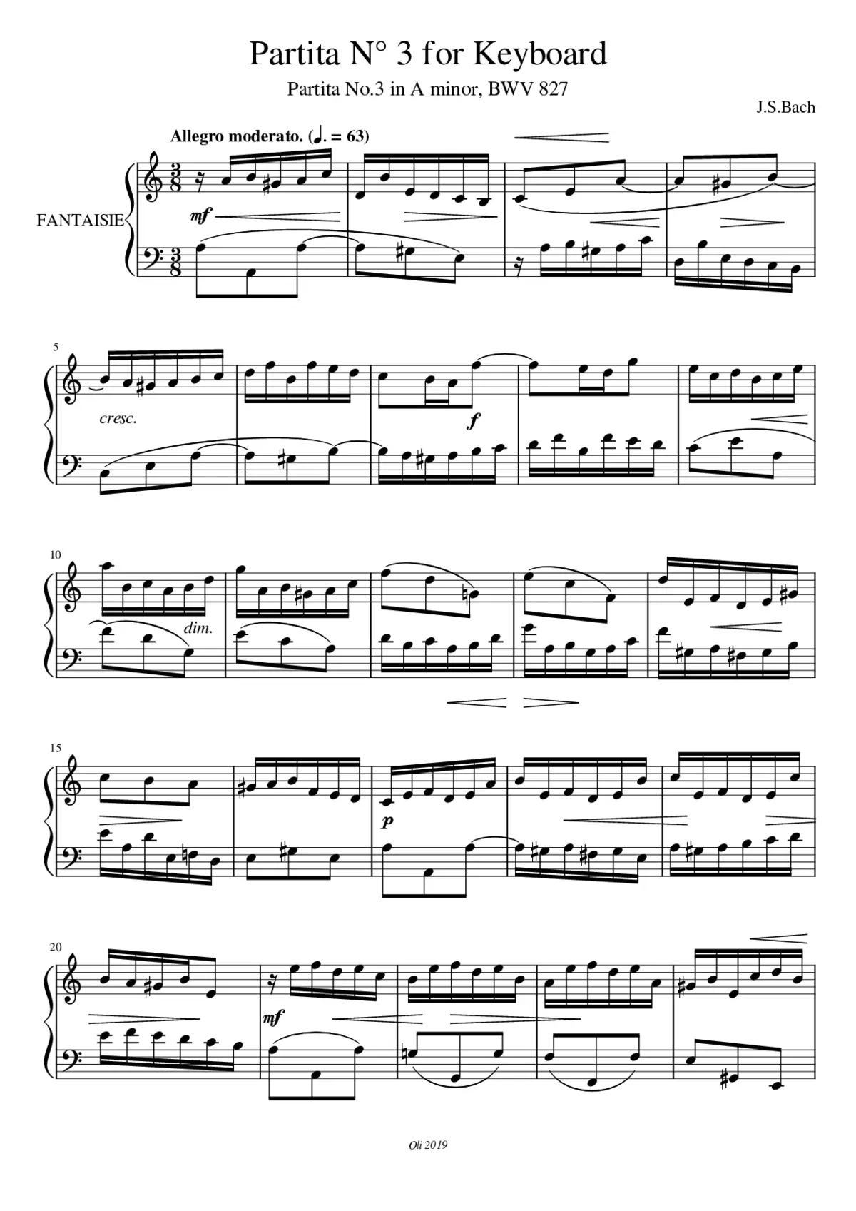Partita in A minor BWV 827 - Page 1