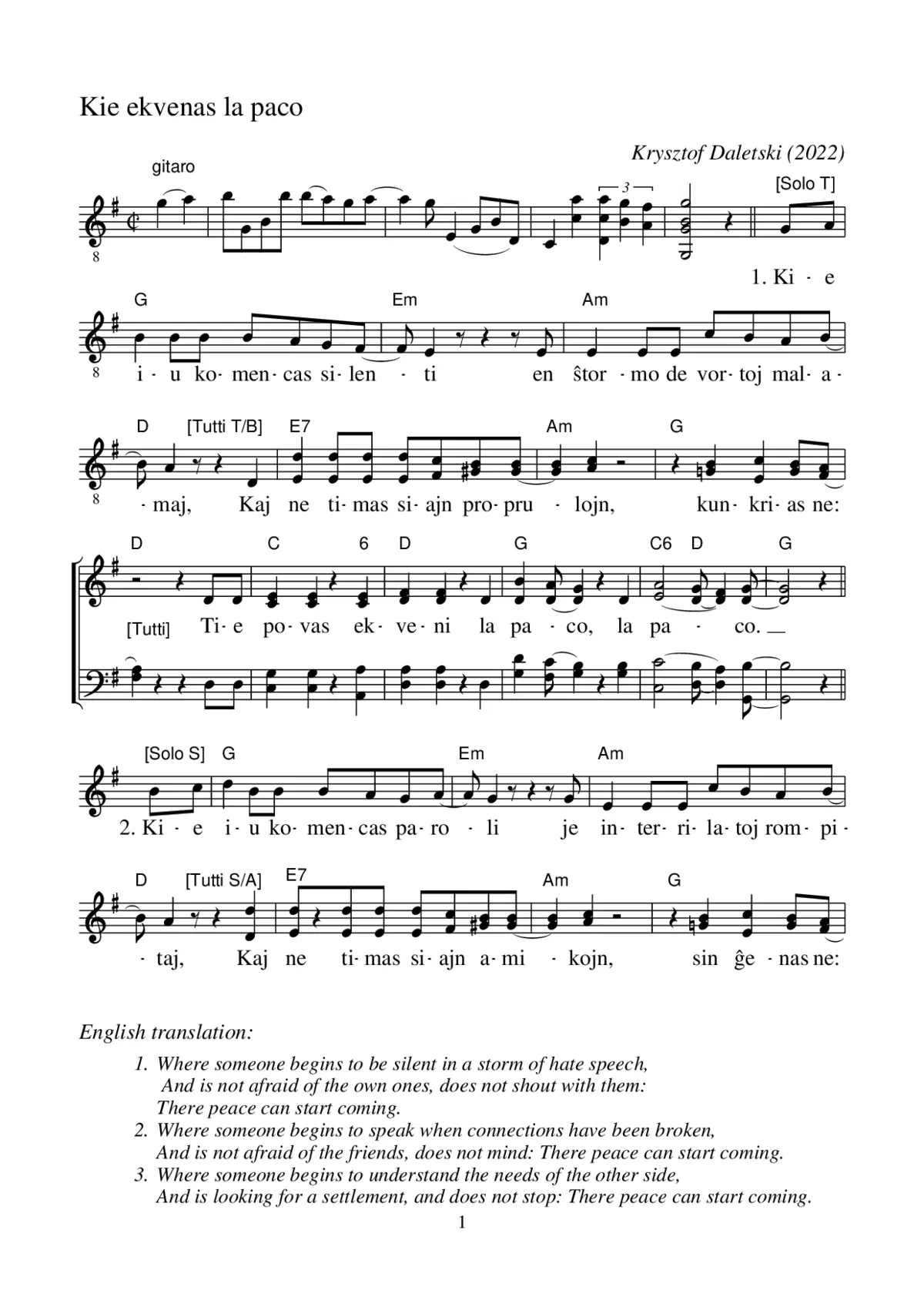 Kie la paco ekvenas (Wo der Weg zum Frieden beginnt) - Page 1