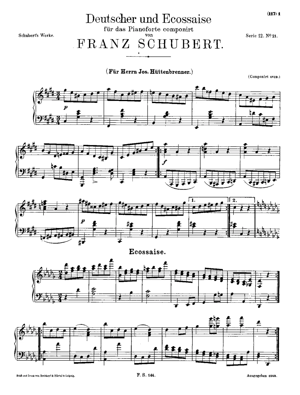 German Dance and Ecossaise, D.643 - Page 1