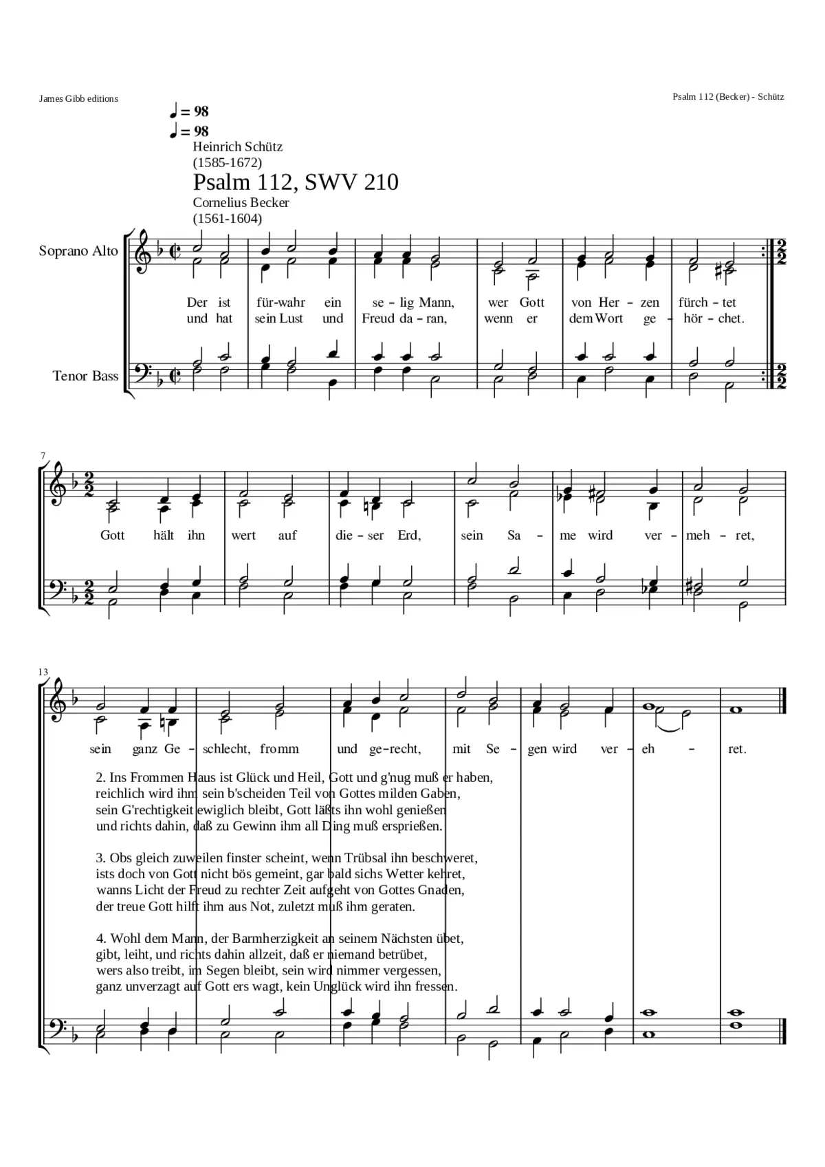 Der ist fürwahr ein selig Mann SWV 210 - Page 1