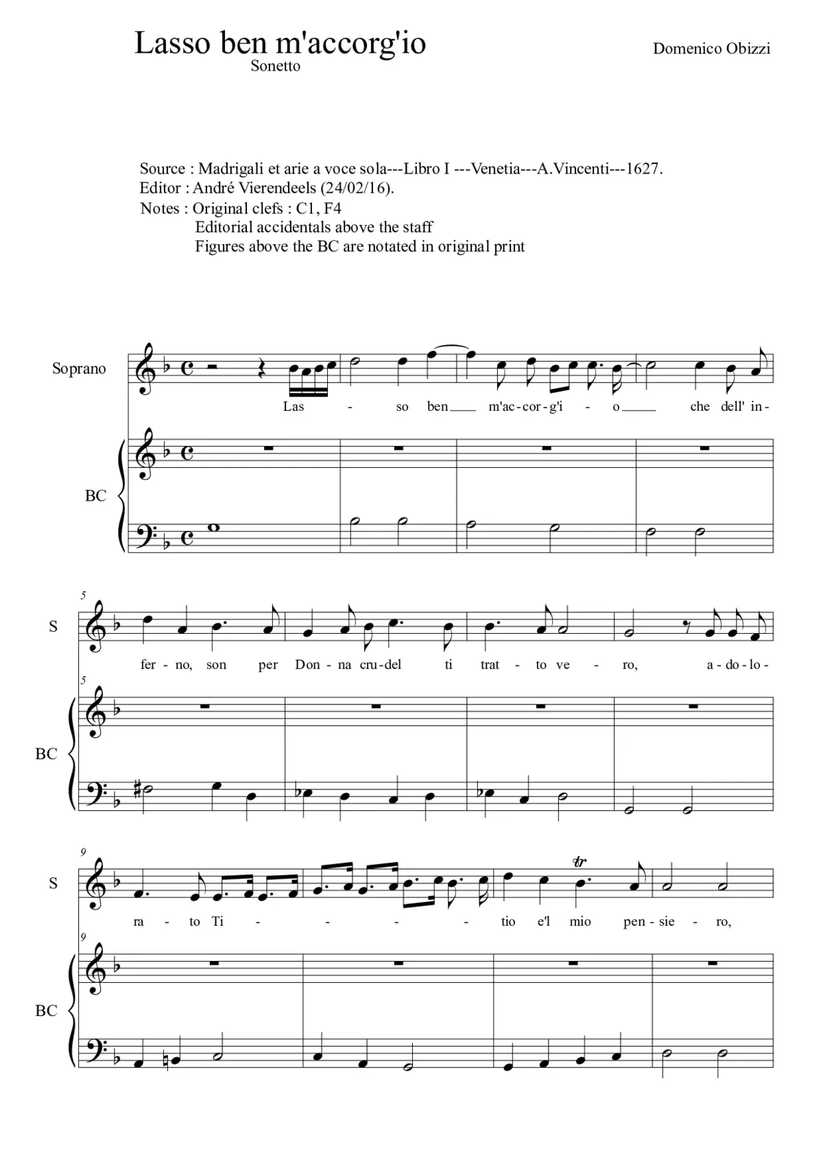 Lasso ben m'accorg'io - Page 1