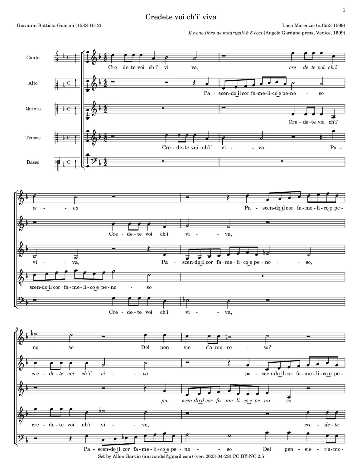 Credete voi ch'i' viva - Page 1