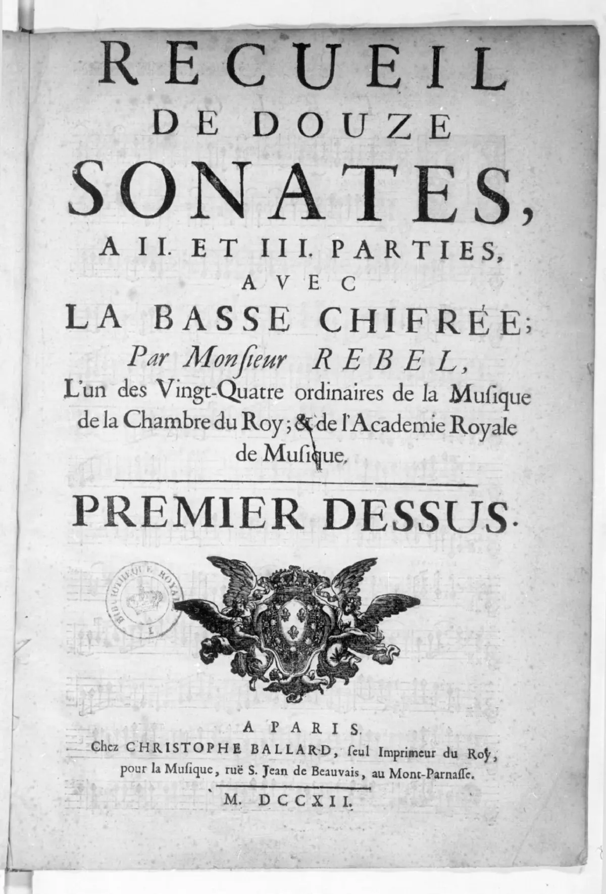 Recueil de douse Sonates a II. et III. parties aver la basse chiffrée - Page 1