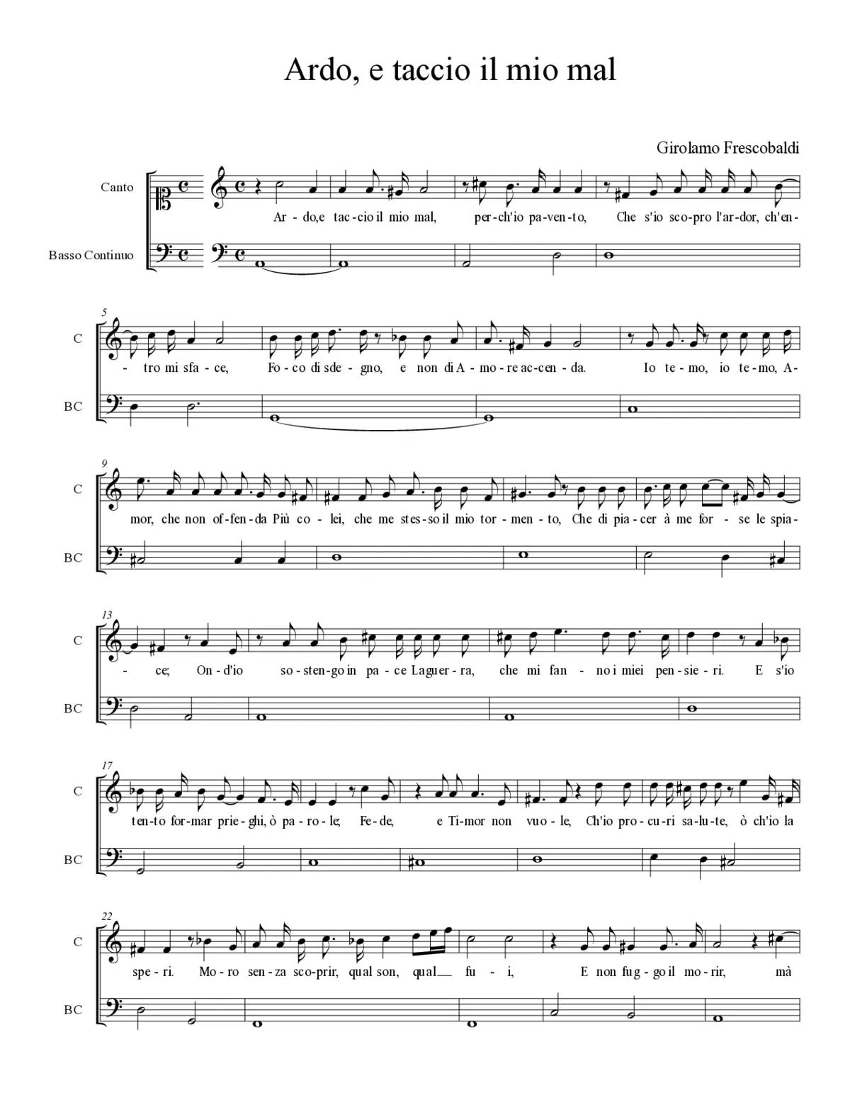 Ardo, e taccio il mio mal - Page 1