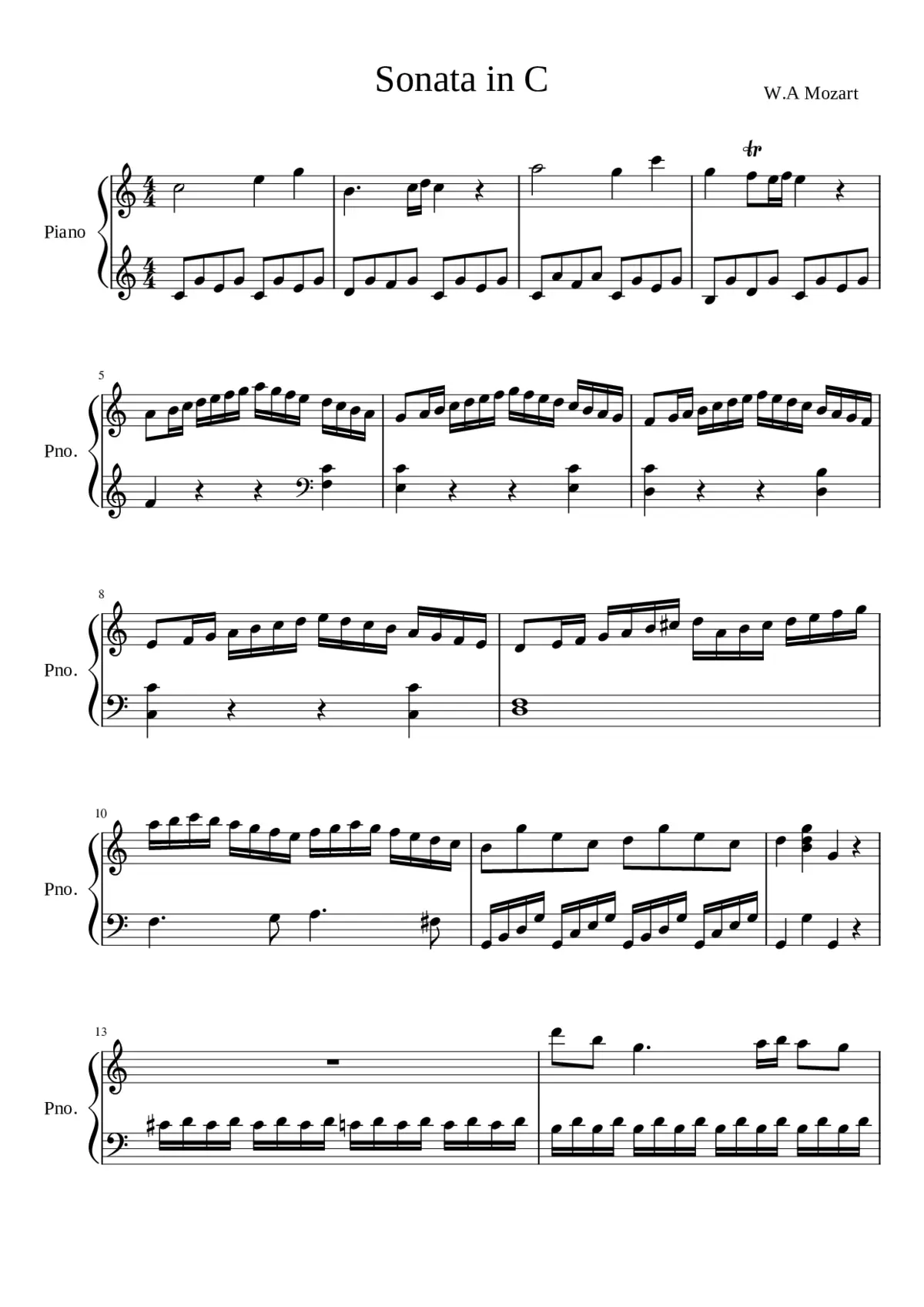 Mozart Sonata in C (K279) - Page 1