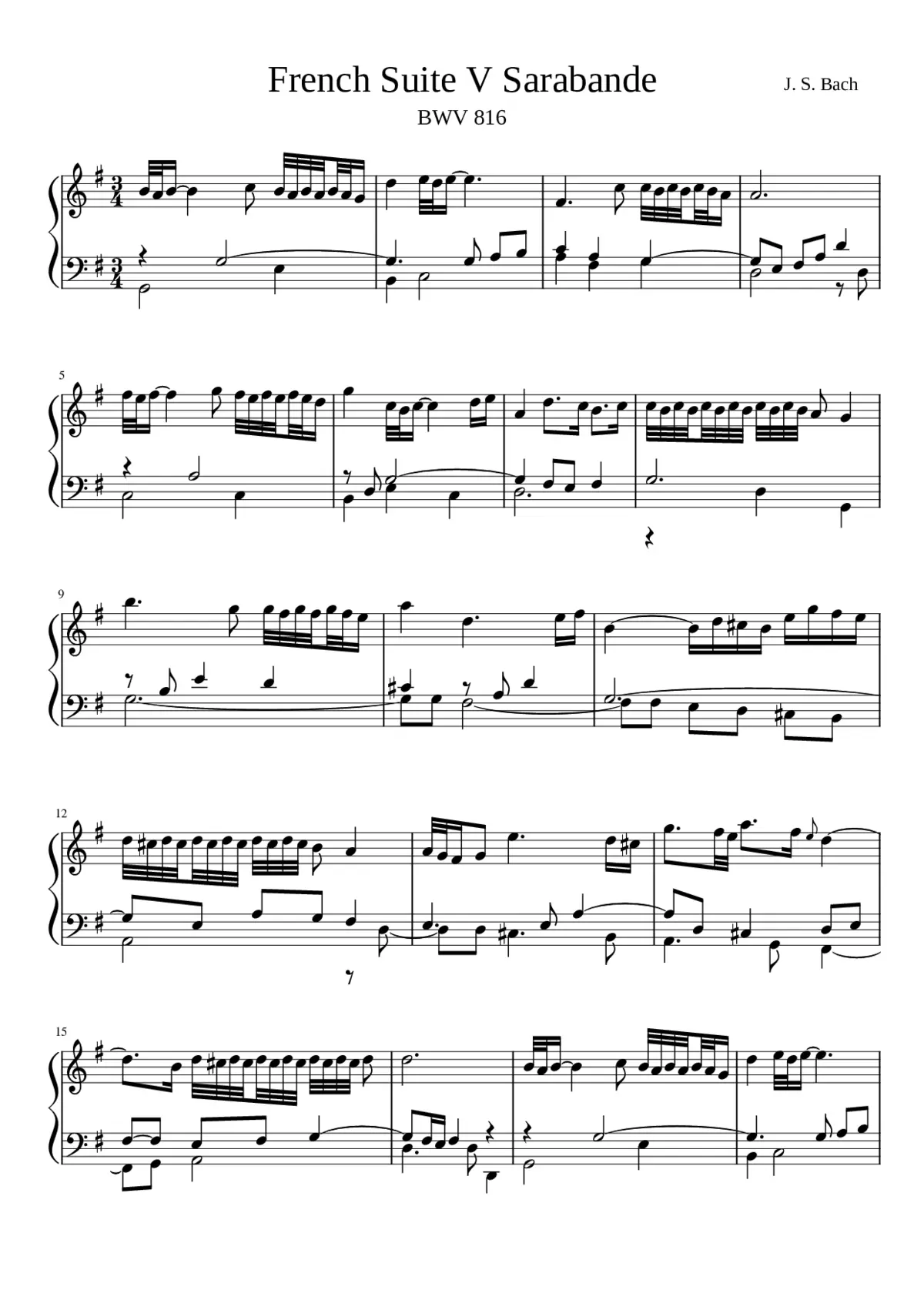 French Suite No.5 in G major BWV 816 - Page 1