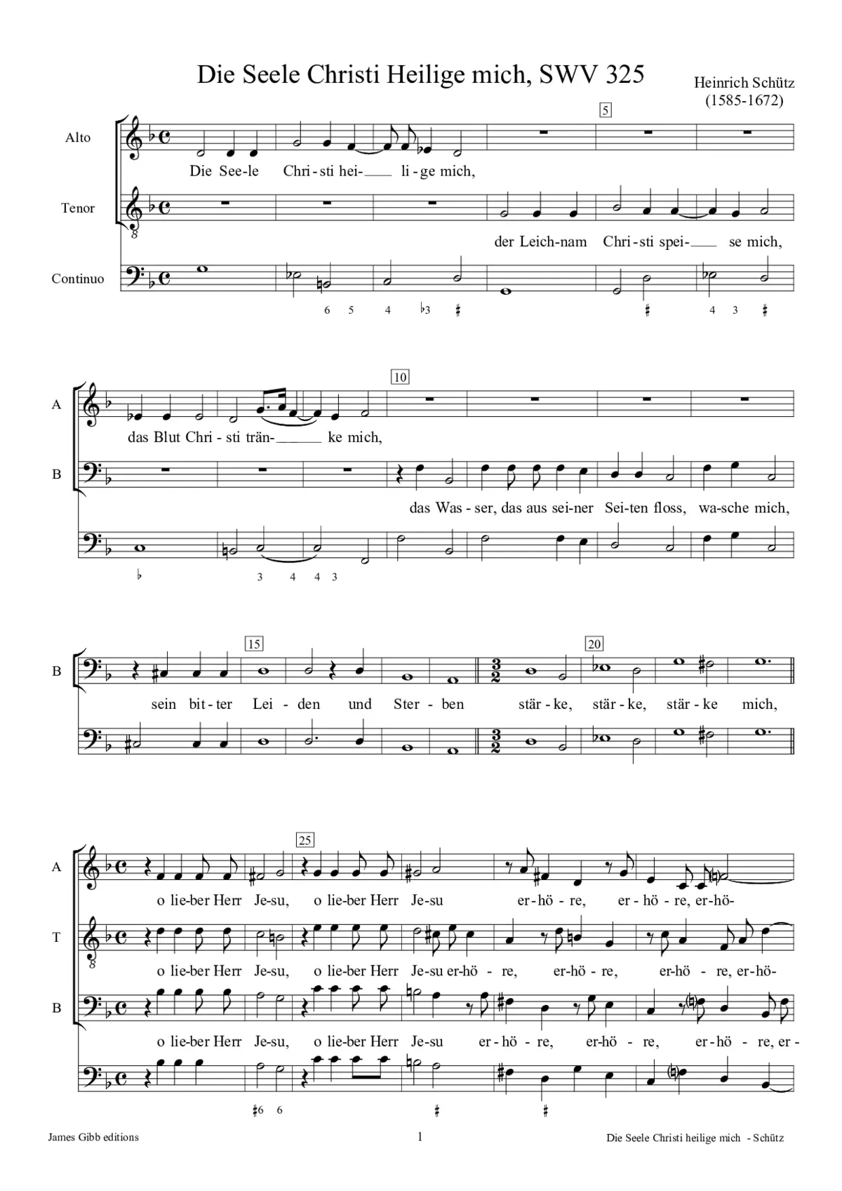 Die Seele Christi heilige mich, SWV 325 - Page 1