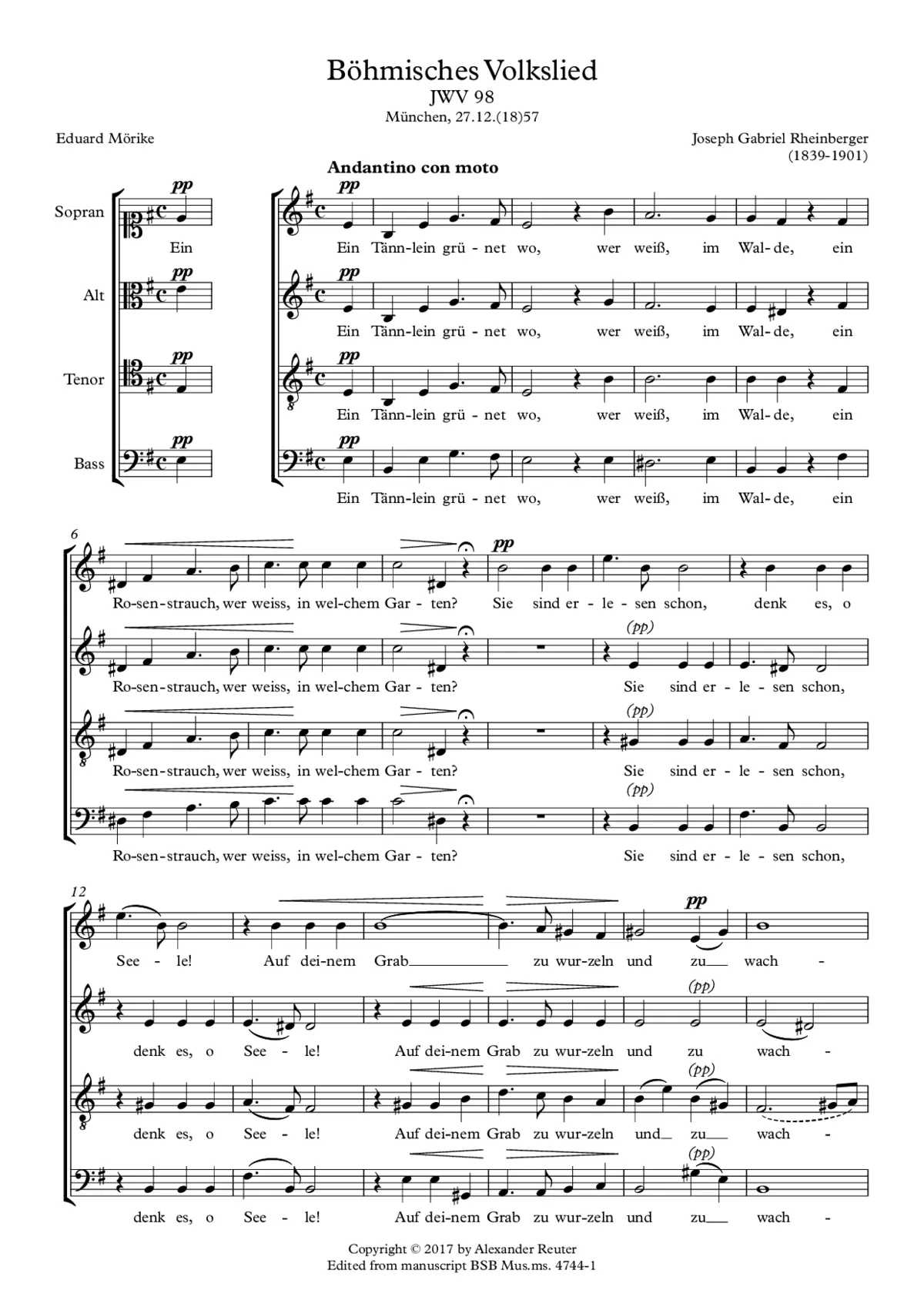 Böhmisches Volkslied, JWV 98 - Page 1