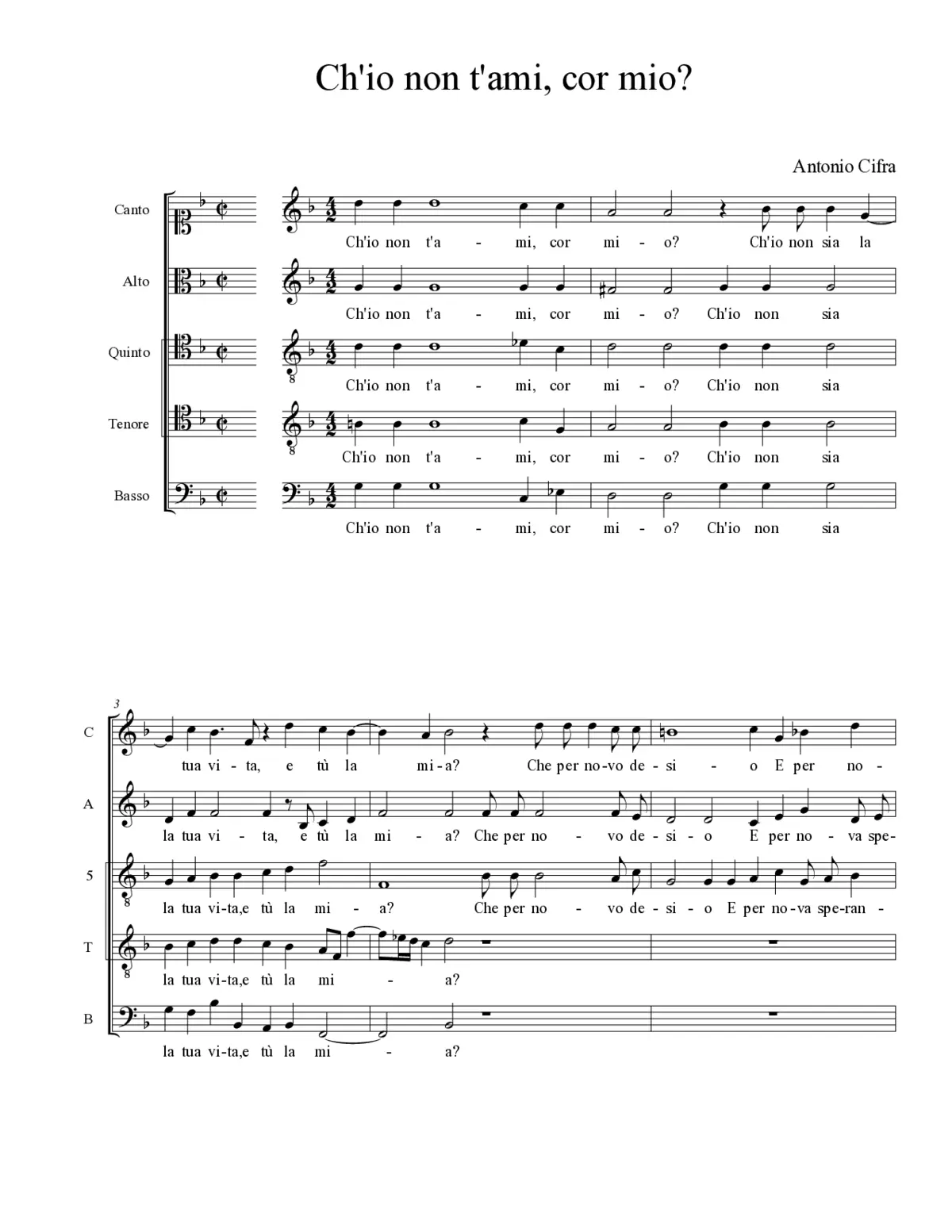 Ch'io non t'ami, cor mio? - Page 1