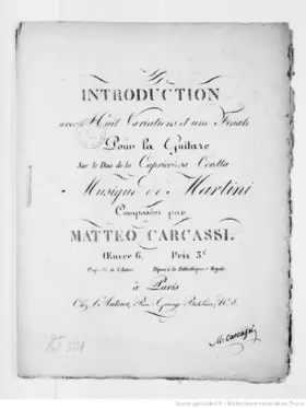 Introduction avec Huit Variations et un Finale sur le Duo de "La Capricciosa Corretta"