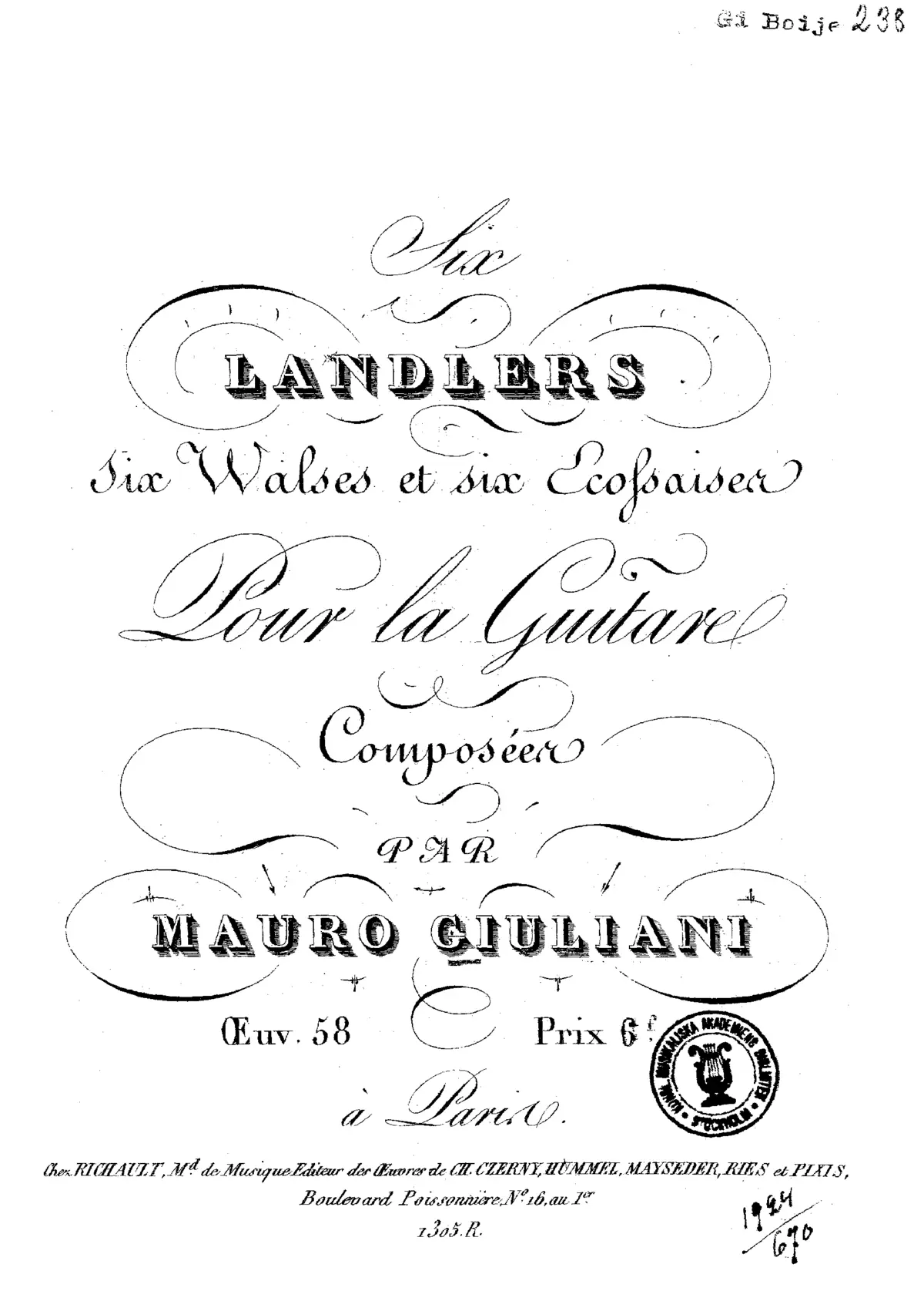 6 Landlers, 6 Waltzes and 6 Ecossaises - Page 1