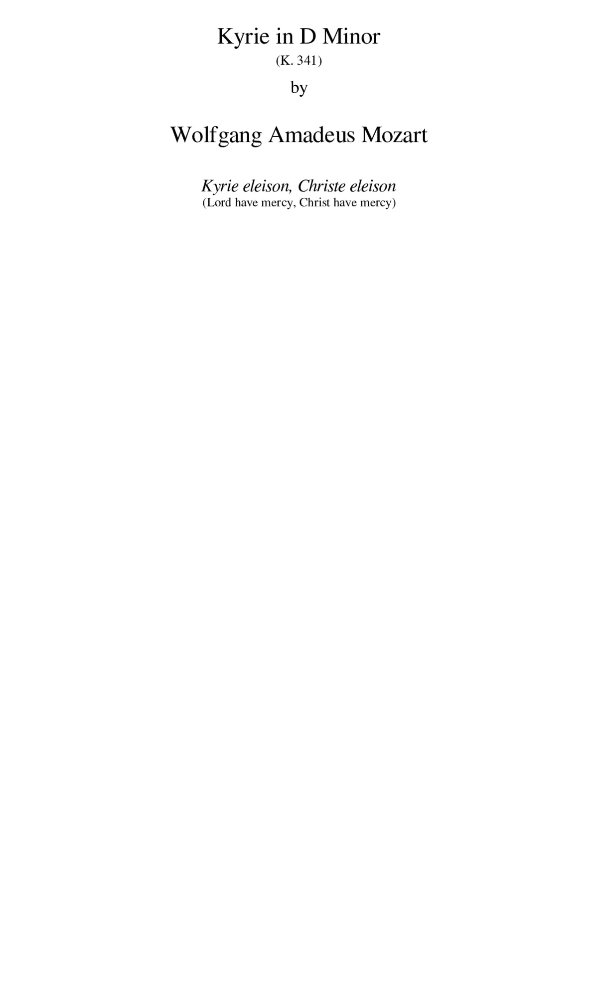 Kyrie in D minor K.341/368a - Page 1