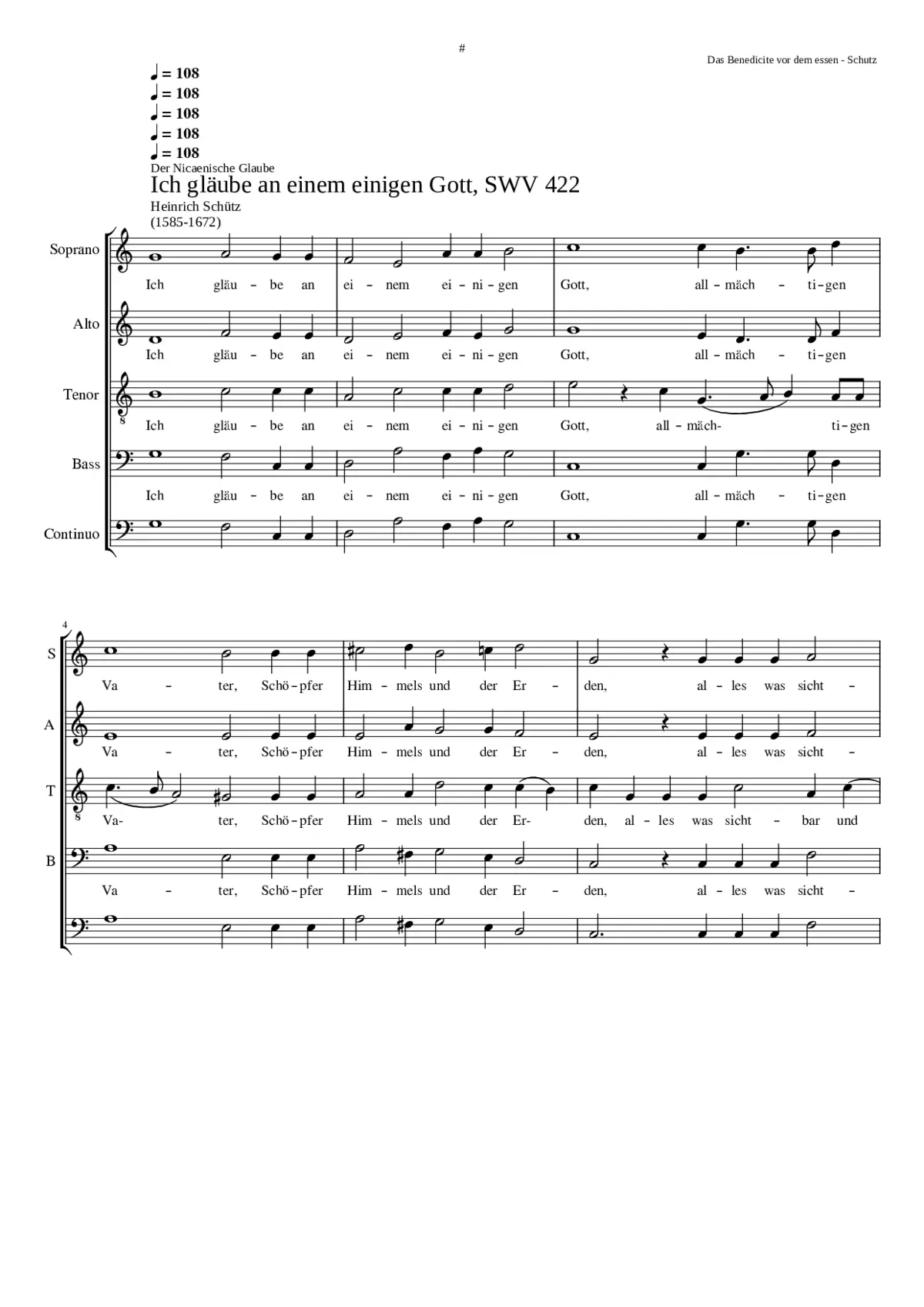 Ich glaube an einen einigen Gott SWV 422 - Page 1