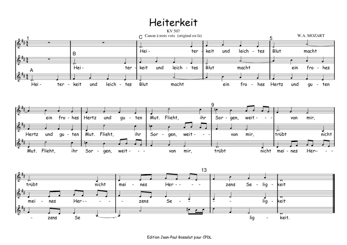Heiterkeit, KV 507 - Page 1