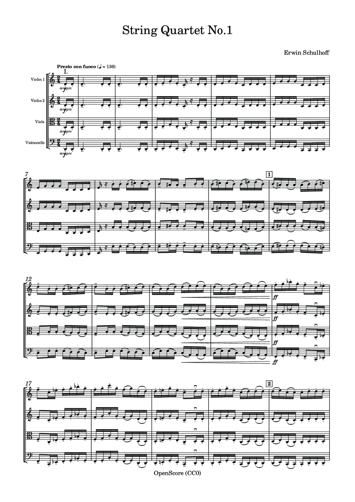 String Quartet No.1 - Page 1