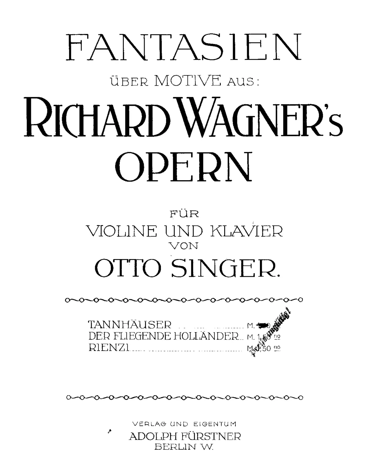 3 Fantasien über Motive aus Richard Wagner's Opern - Page 1