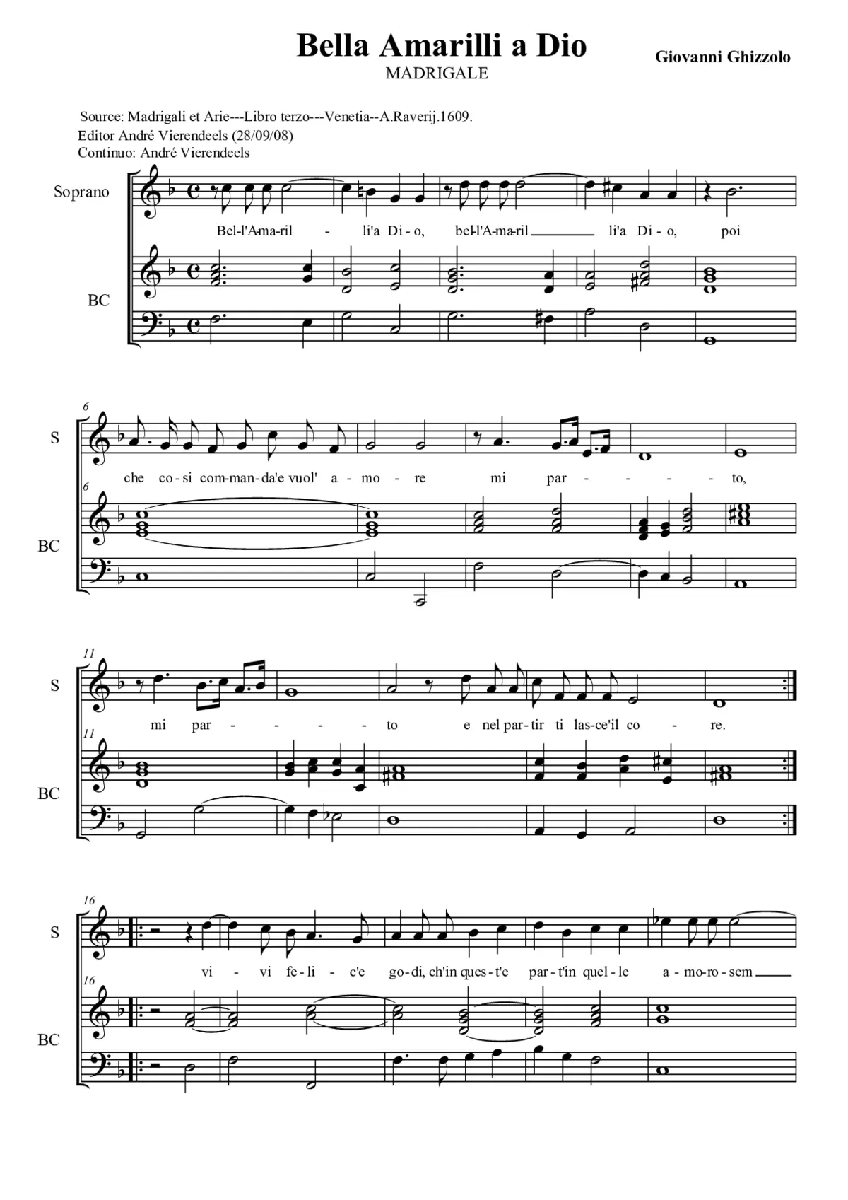 Bella Amarilli a Dio - Page 1